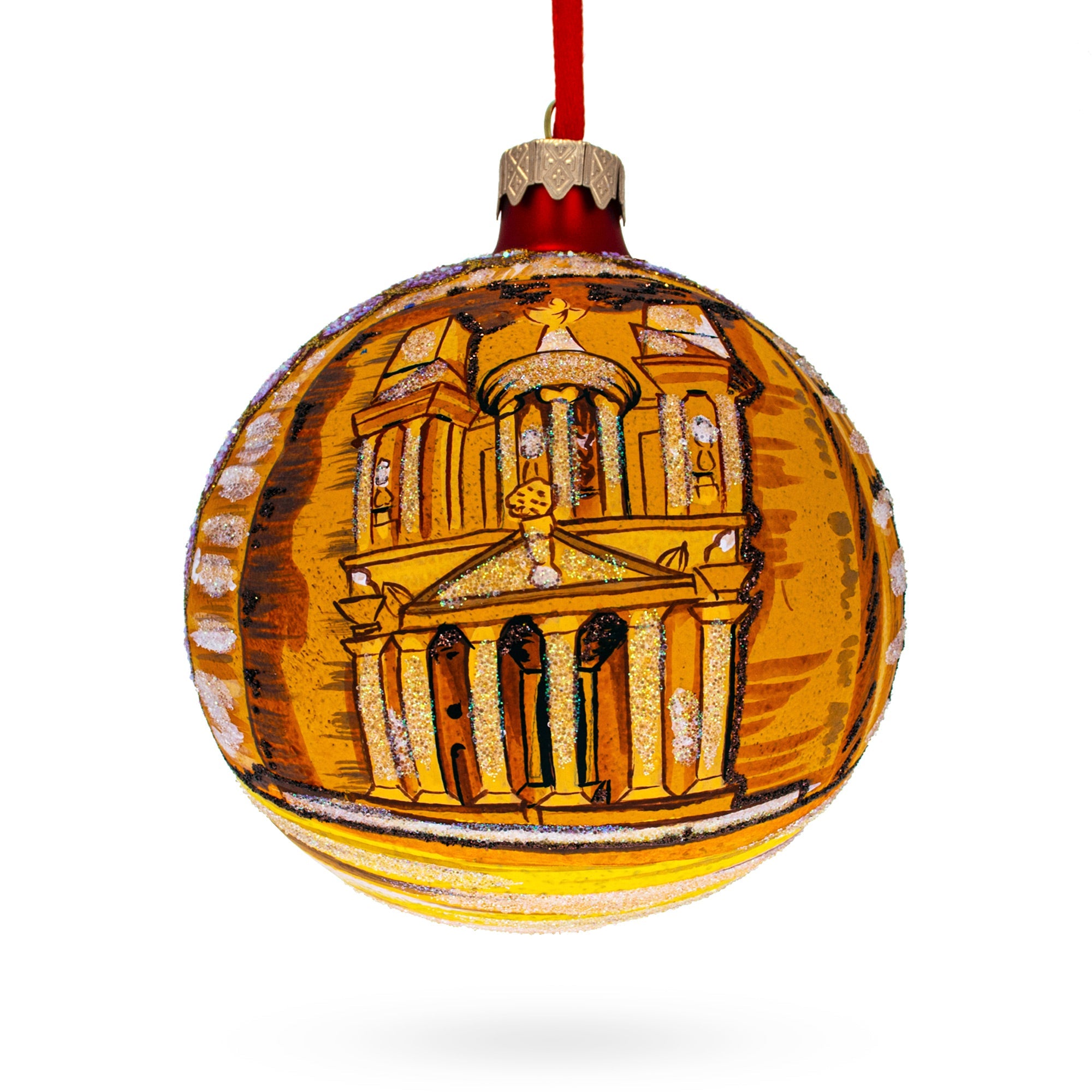 Petra, Jordan Glass Ball Christmas Ornament 4 Inches