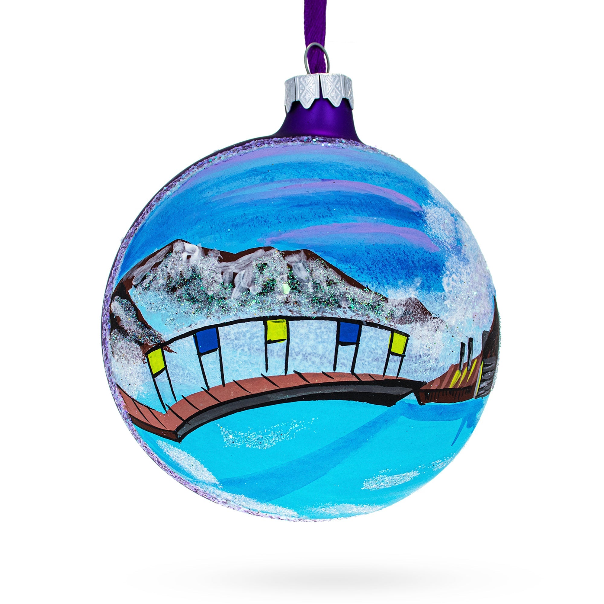 Blue Lagoon, Iceland Glass Ball Christmas Ornament 4 Inches