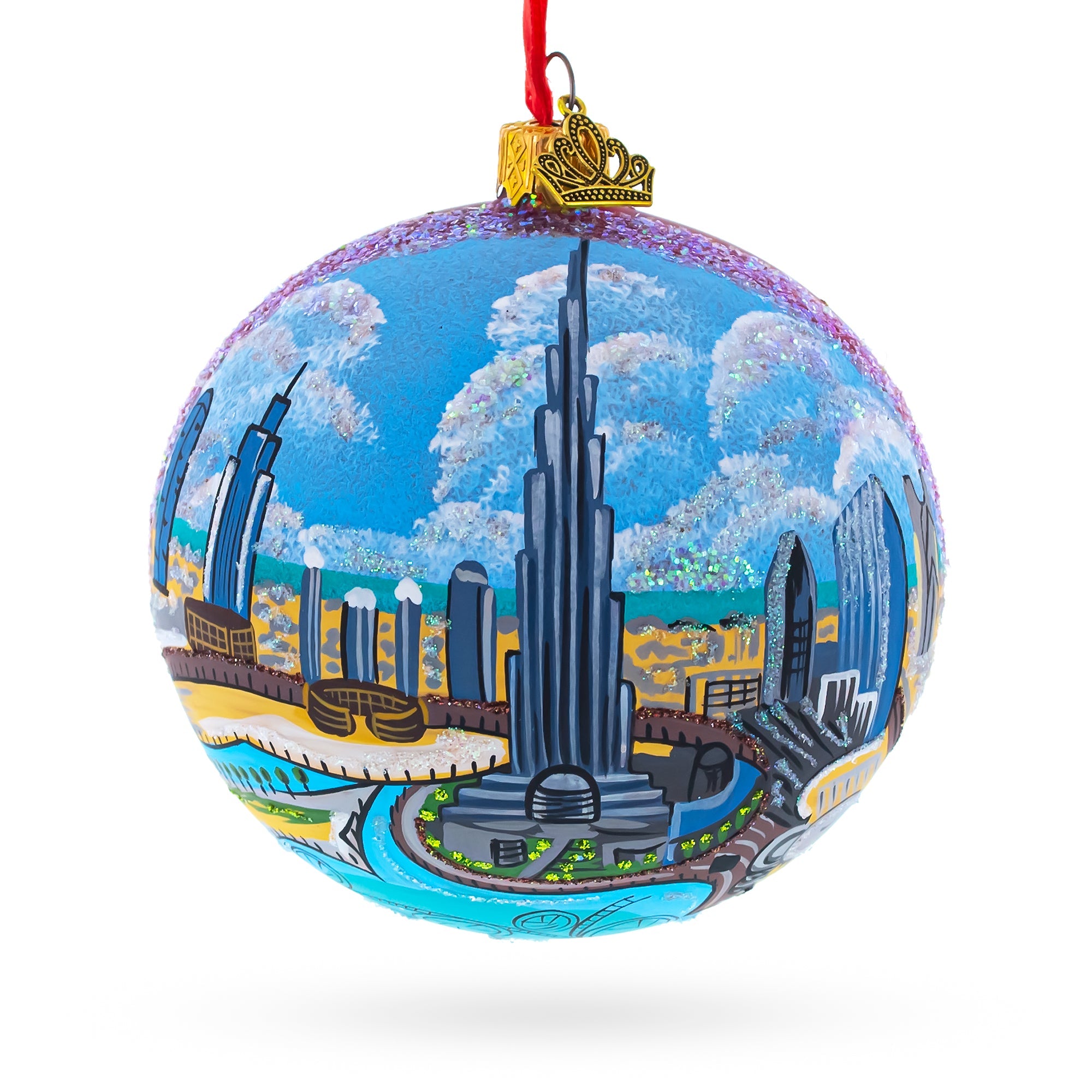 Burj Khalifa, Dubai, United Arab Emirates Glass Ball Christmas Ornament 4 Inches