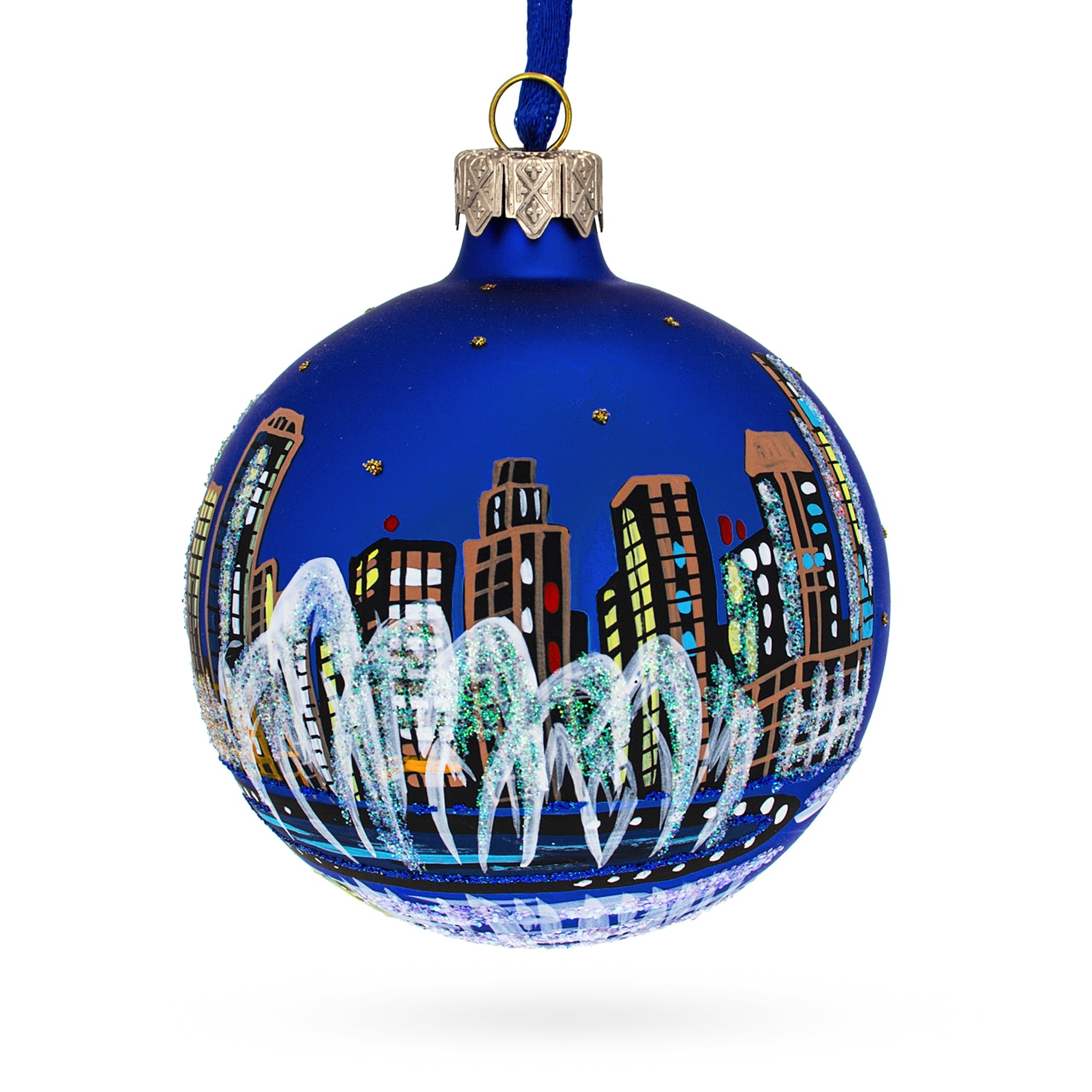 The Dubai Fountain, United Arab Emirates Glass Ball Christmas Ornament 4 Inches