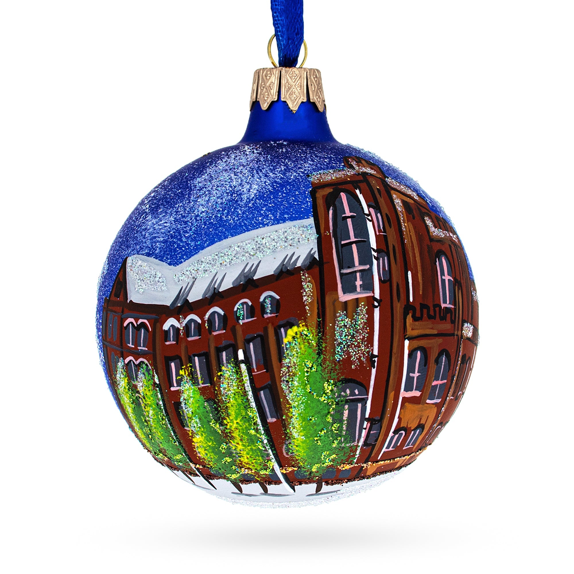 John Rylands Library, Manchester, England, United Kingdom Glass Ball Christmas Ornament 4 Inches