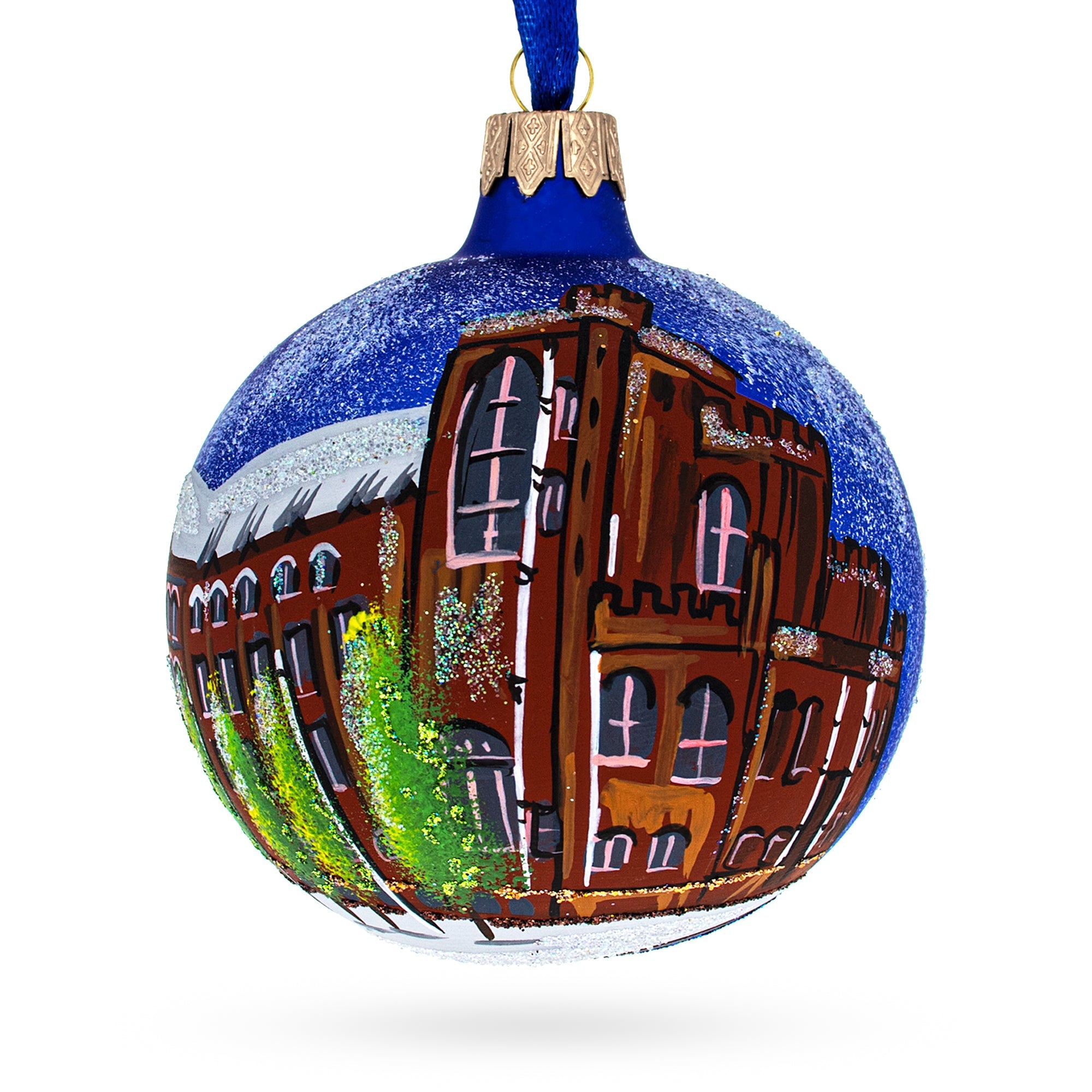 John Rylands Library, Manchester, England, United Kingdom Glass Ball Christmas Ornament 4 Inches