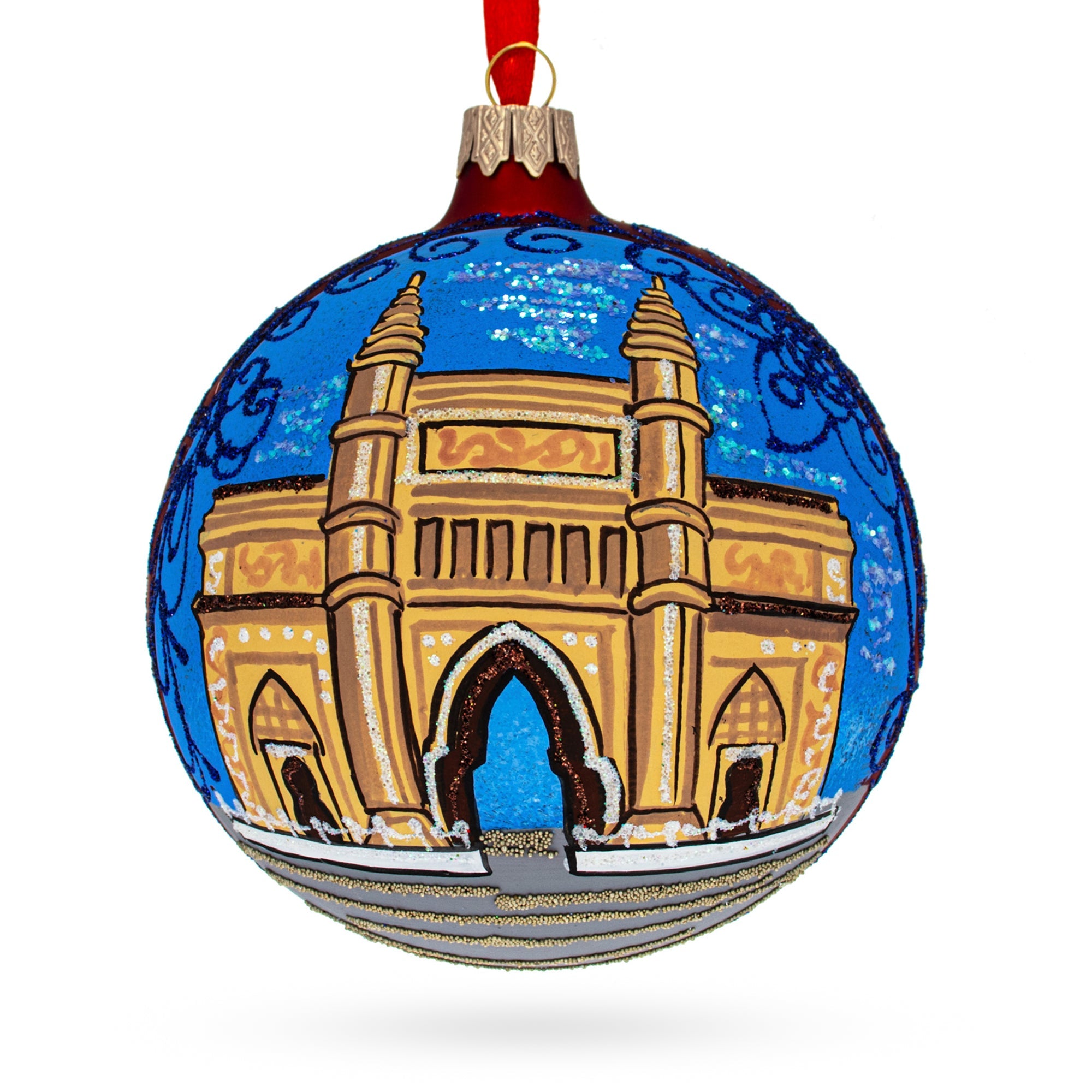 Gateway Of India, Mumbai Glass Ball Christmas Ornament 4 Inches