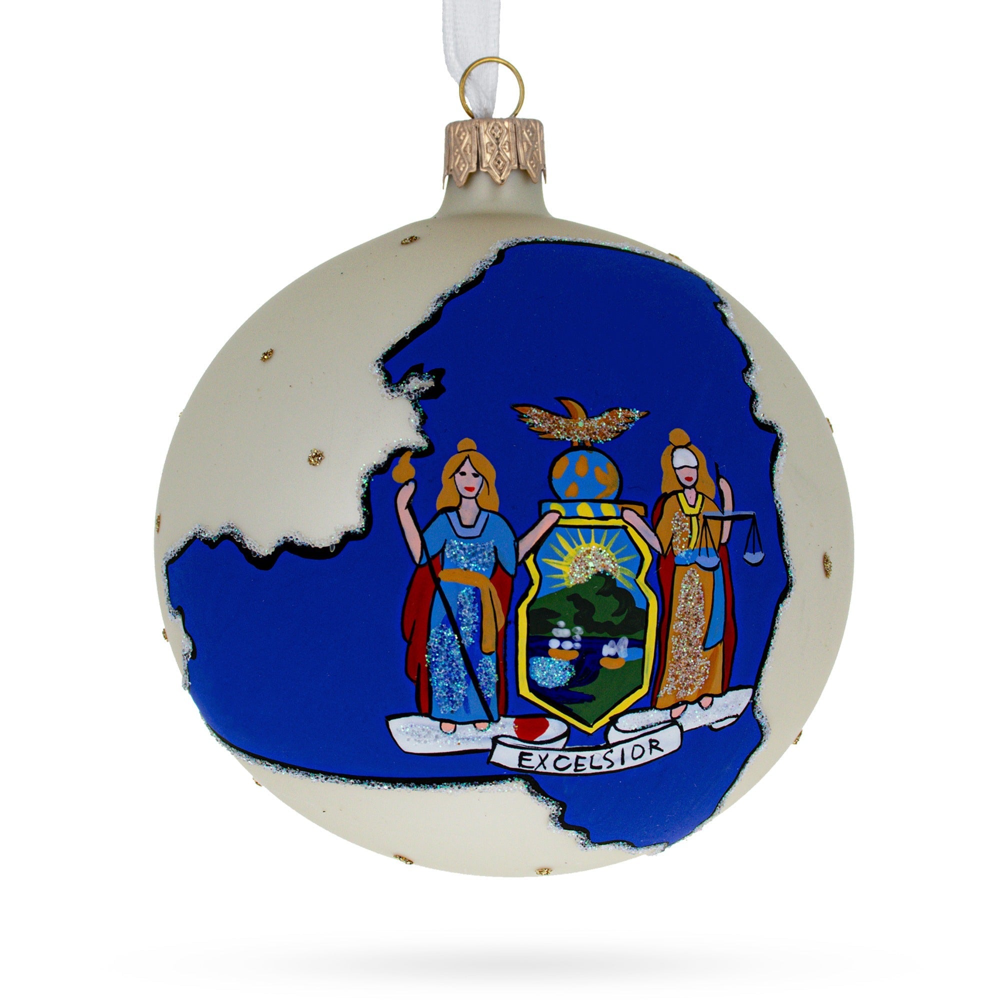 New York State, Usa Glass Ball Christmas Ornament 4 Inches