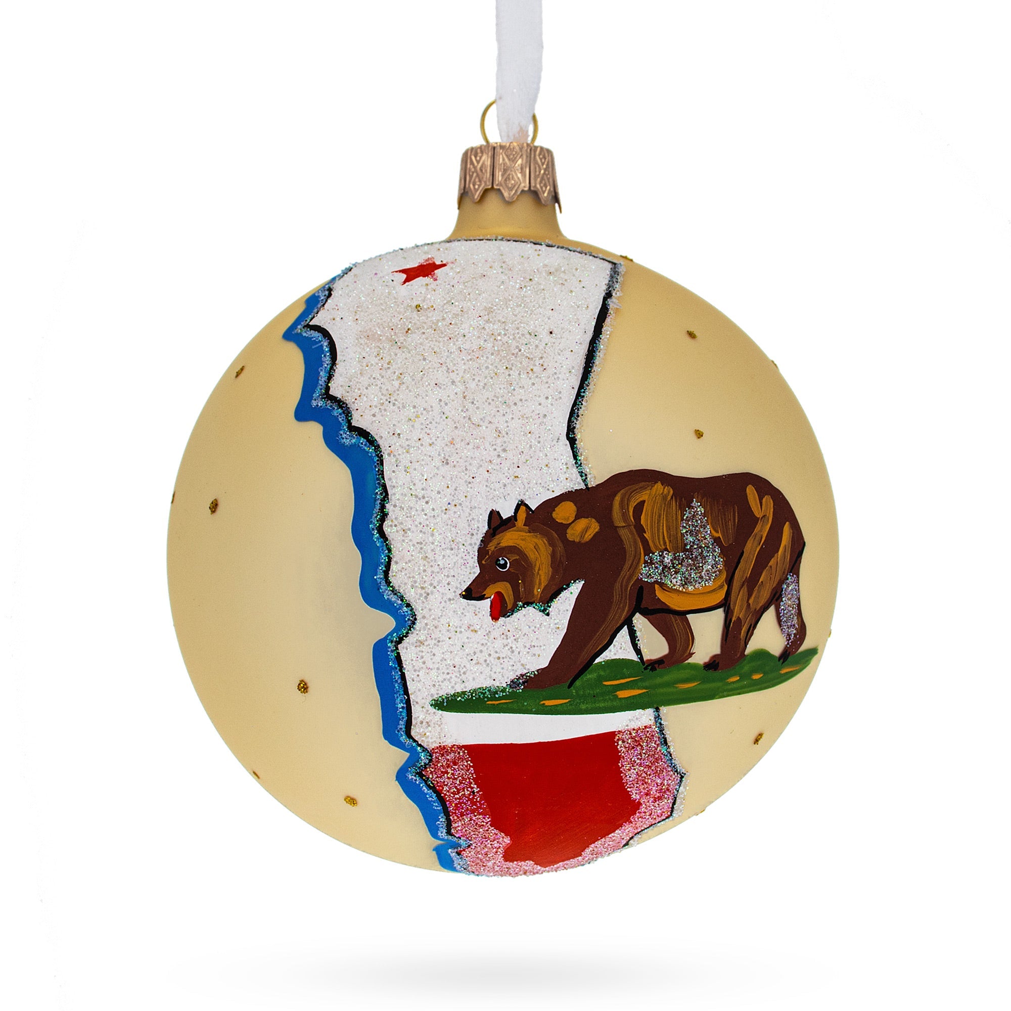 California State, Usa Glass Ball Christmas Ornament 4 Inches