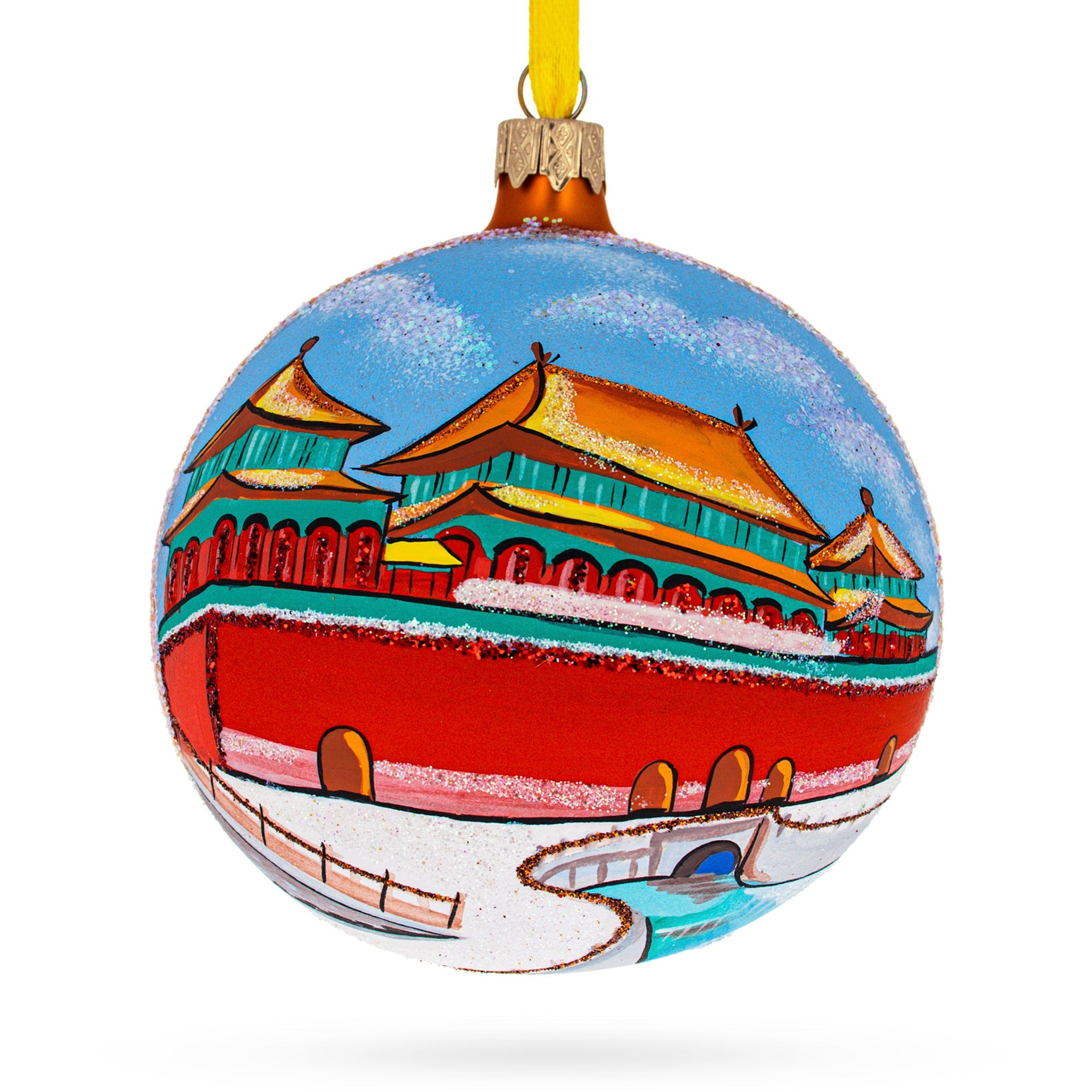 Forbidden City, Beijing, China Glass Ball Christmas Ornament 4 Inches