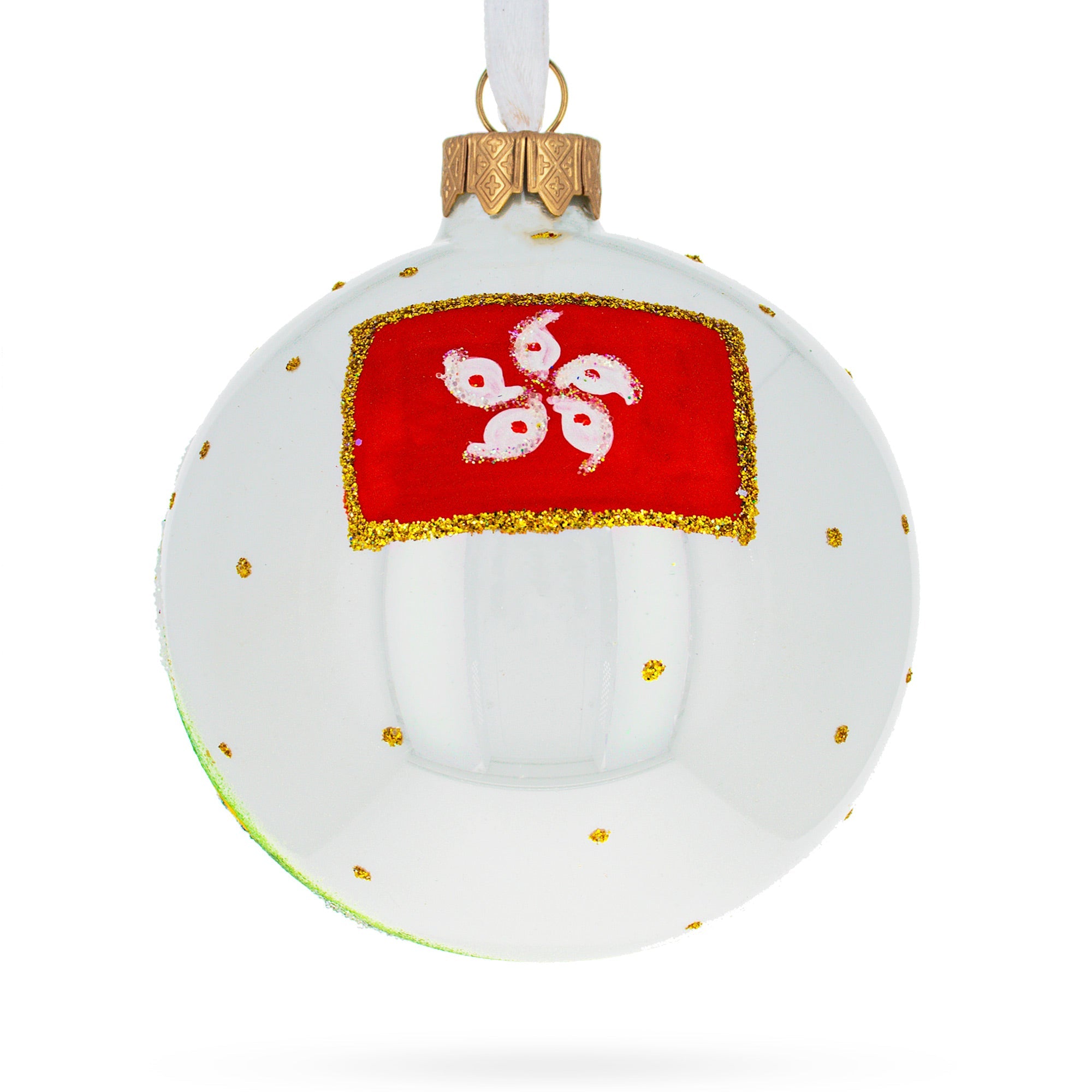 Tian Tan Buddha (big Buddha), Hong Kong Glass Ball Christmas Ornament 3.25 Inches