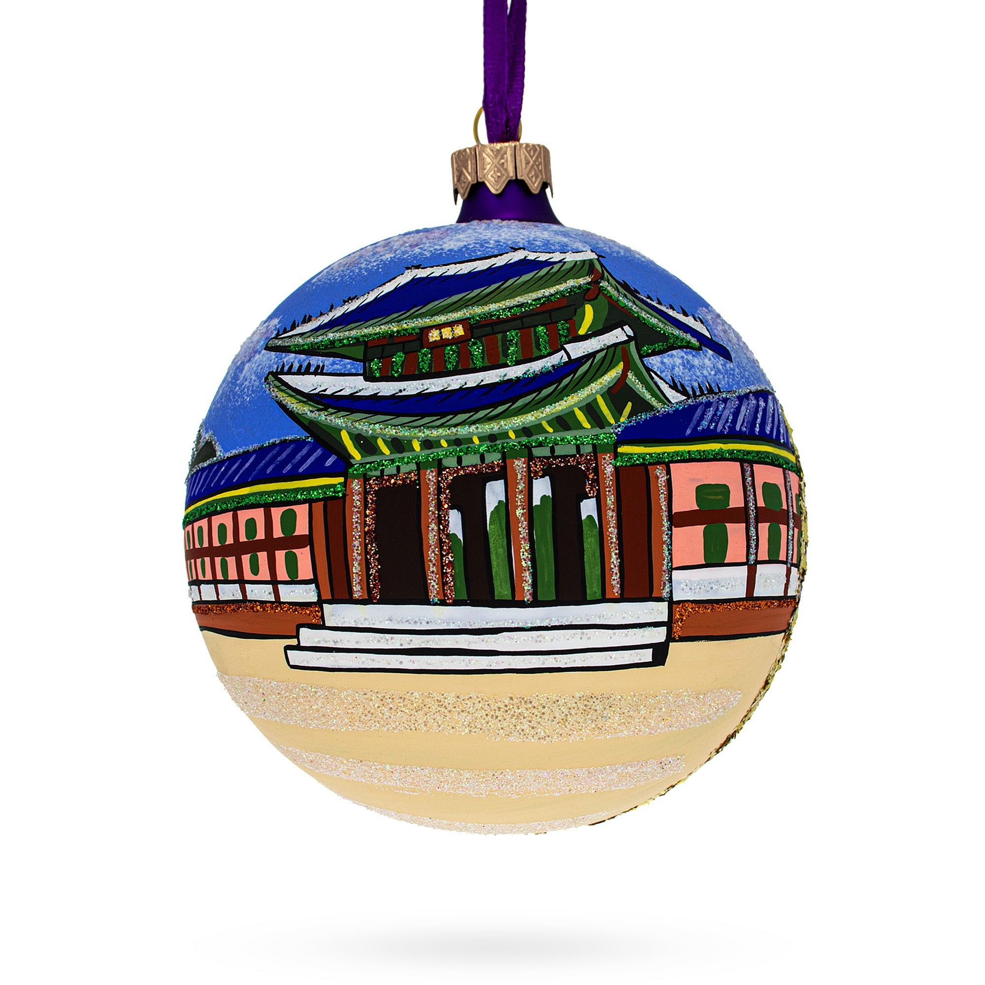 Gyeongbokgung Palace, Seoul, South Korea Glass Ball Christmas Ornament 4 Inches