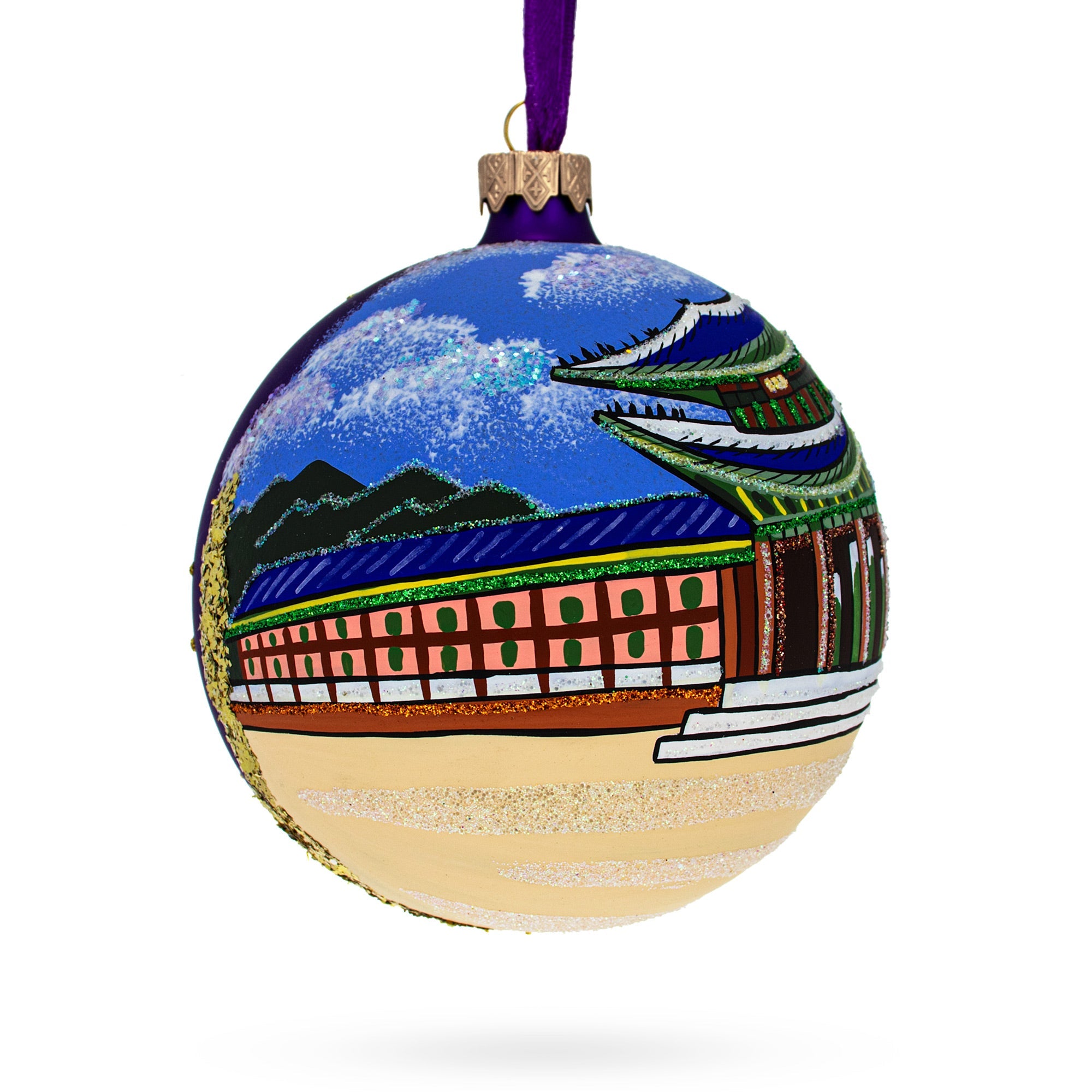 Gyeongbokgung Palace, Seoul, South Korea Glass Ball Christmas Ornament 4 Inches