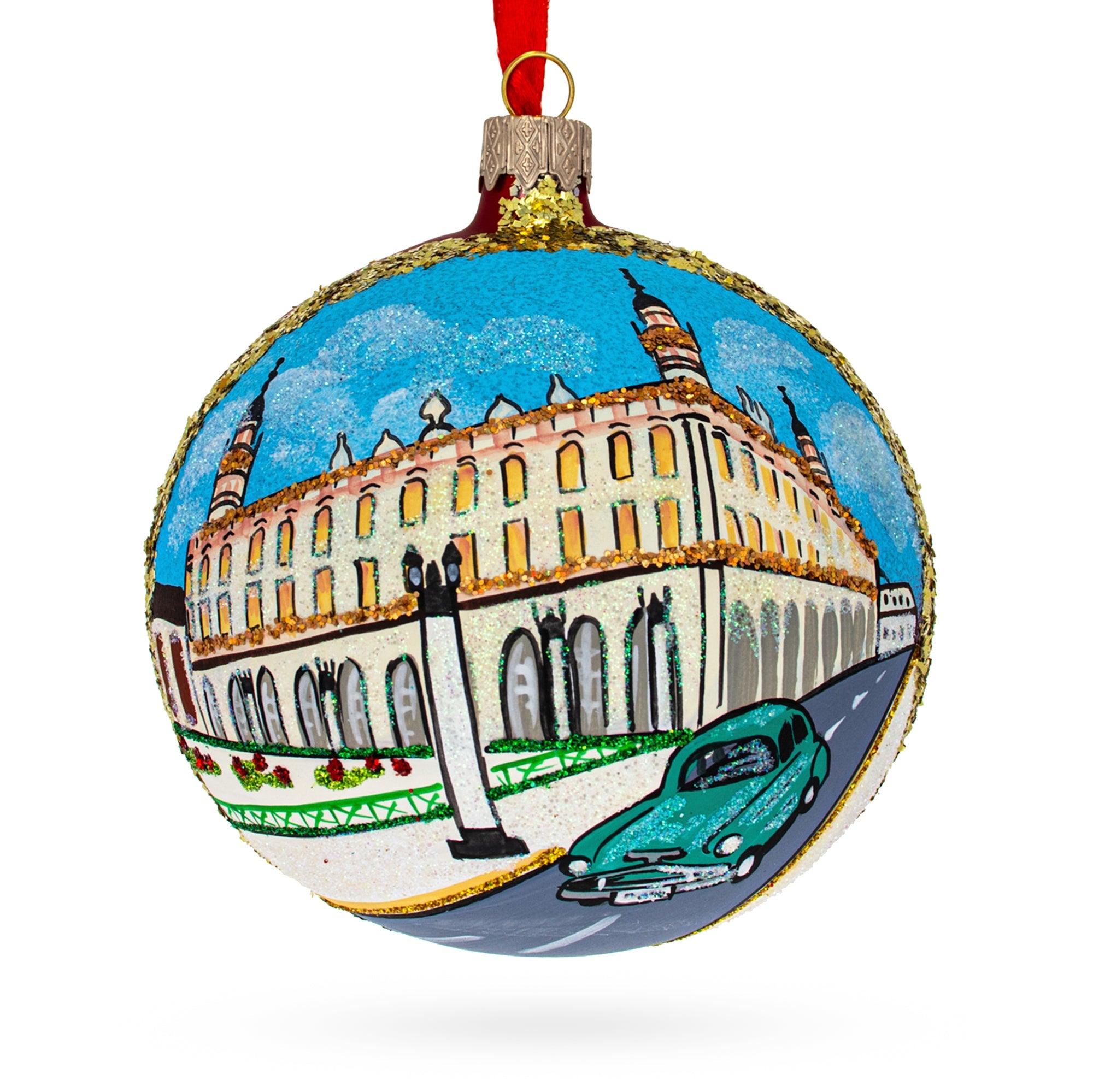 Old Havana, Havana, Cuba Glass Ball Christmas Ornament 4 Inches