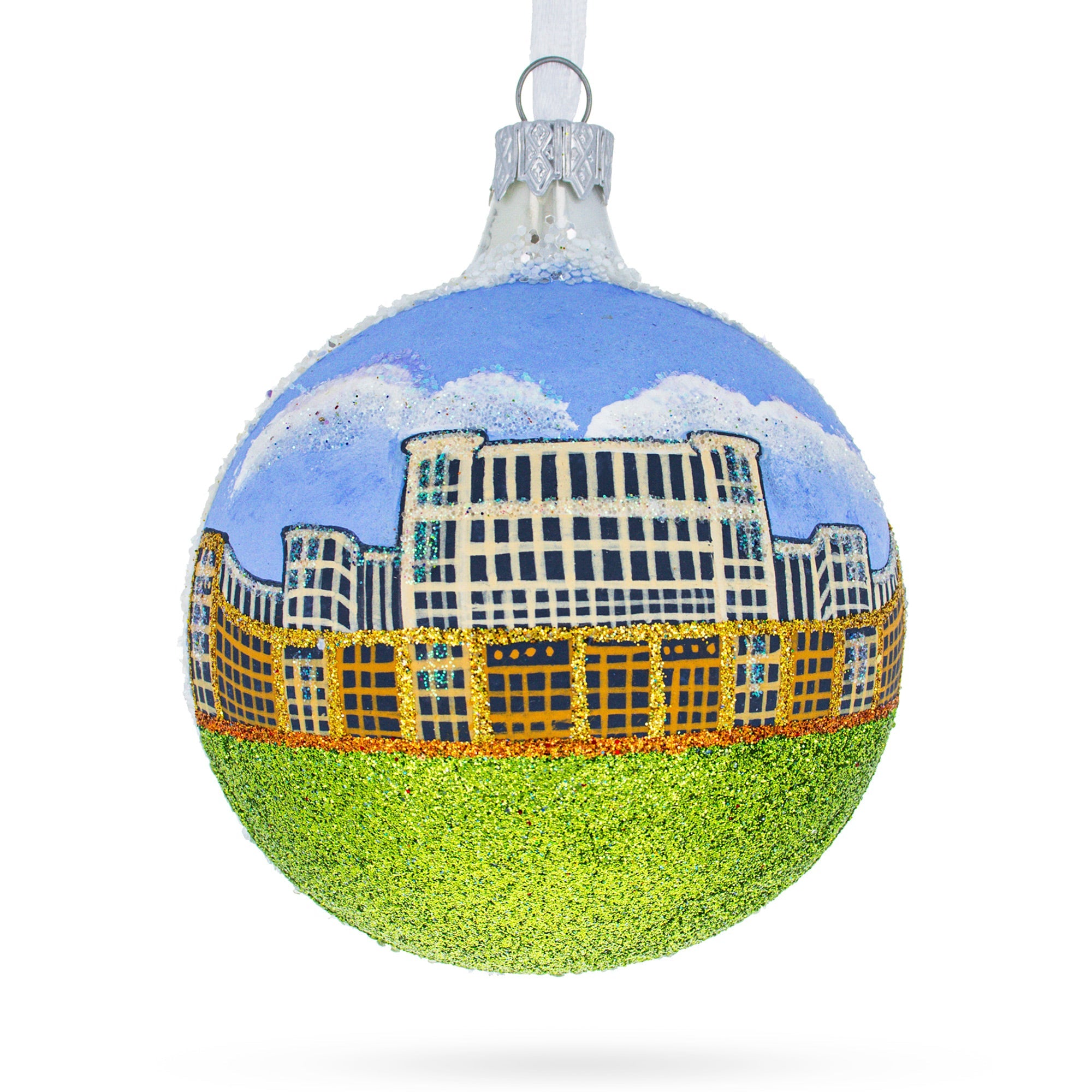 Palace Of Parliament,  Bucharest, Romania Glass Ball Ornament 3.25 Inches