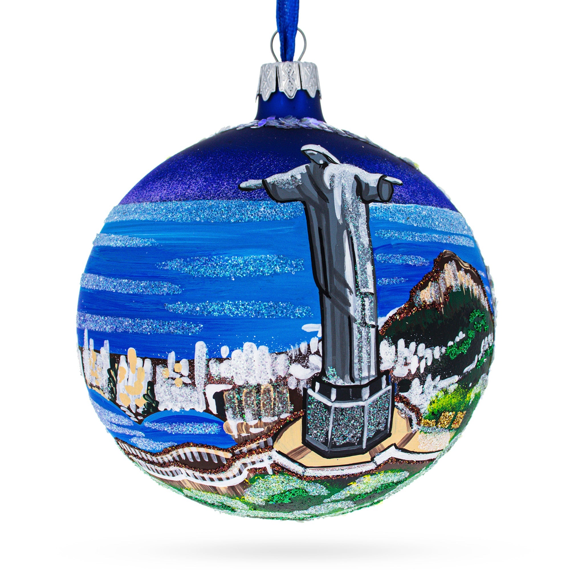 Corcovado - Christ The Redeemer, Rio De Janeiro, Brazil Glass Christmas Ornament 4 Inches