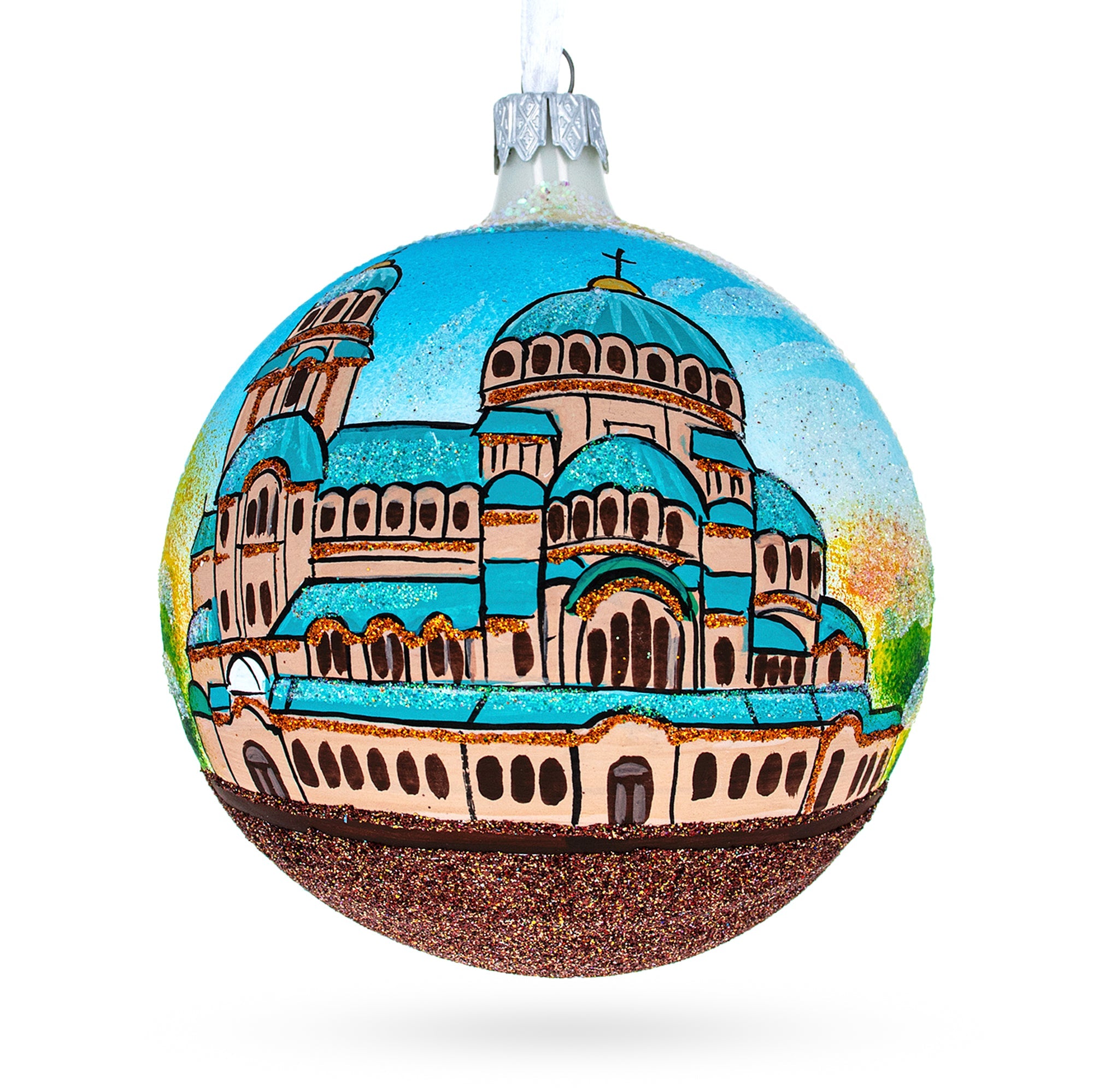 St. Alexander Nevski Cathedral, Sofia, Bulgaria Glass Ball Christmas Ornament 4 Inches