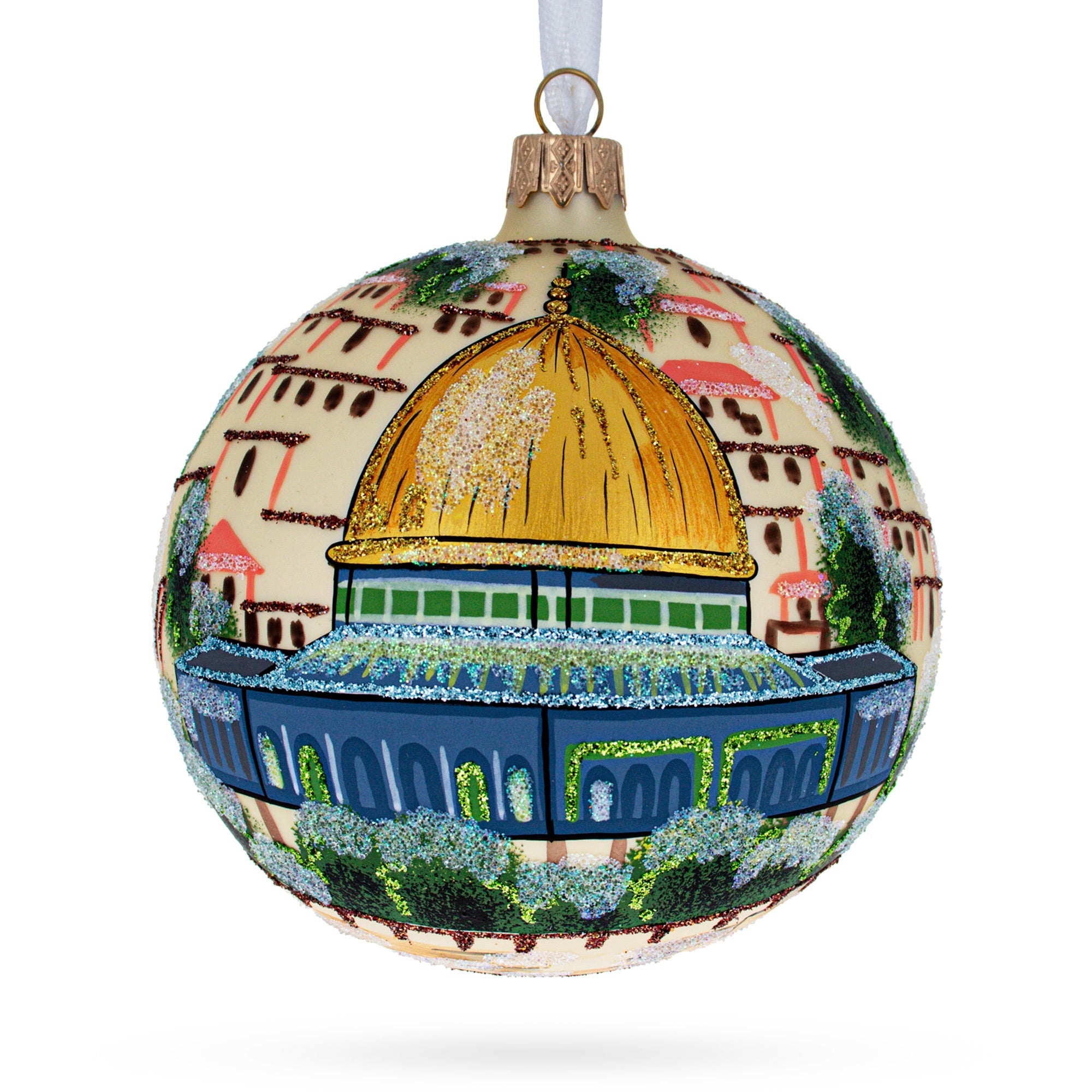 Western Wall, Temple Mount, Jerusalem, Israel Glass Ball Christmas Ornament 4 Inches