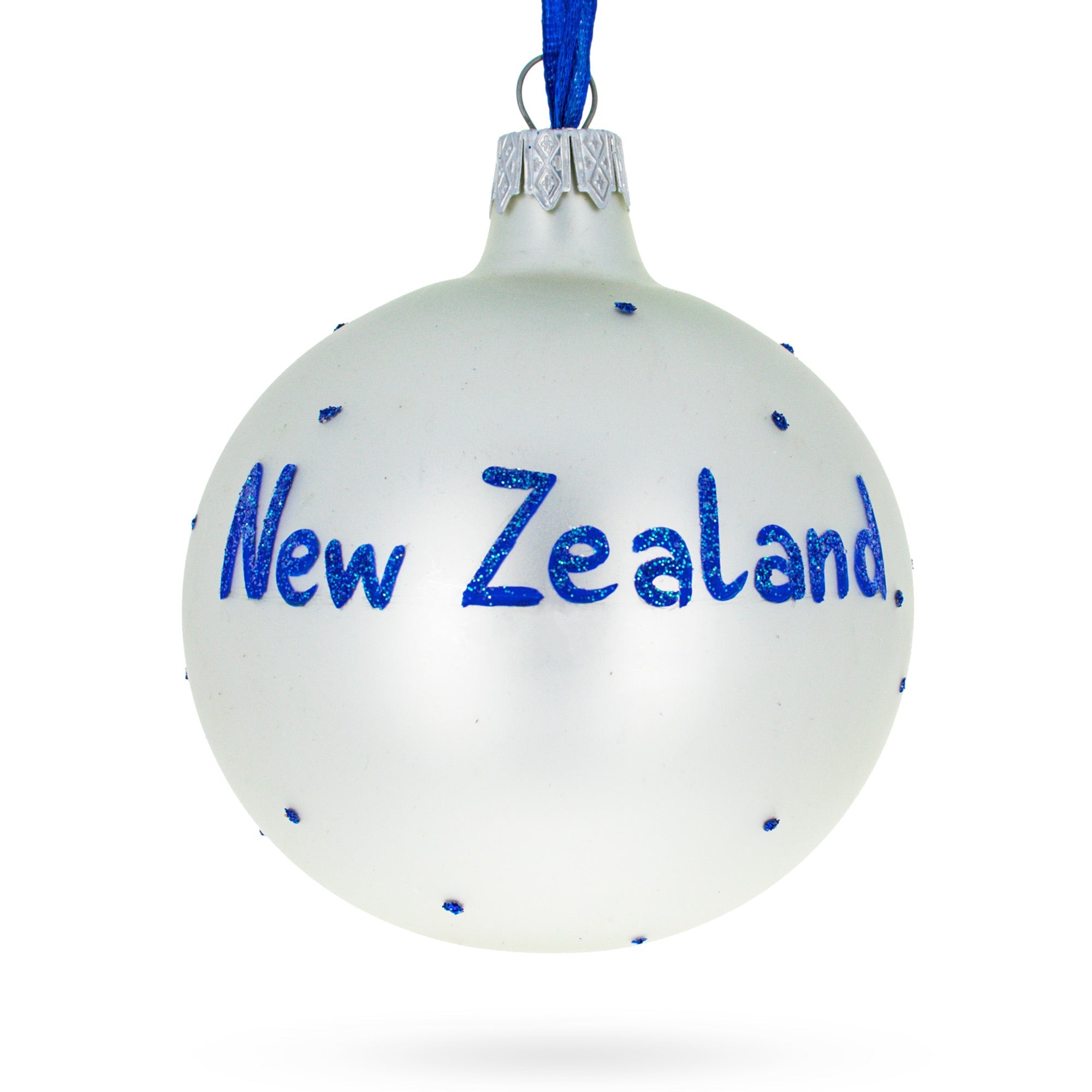 Kiwi Spirit: Flag Of New Zealand Blown Glass Ball Christmas Ornament 3.25 Inches