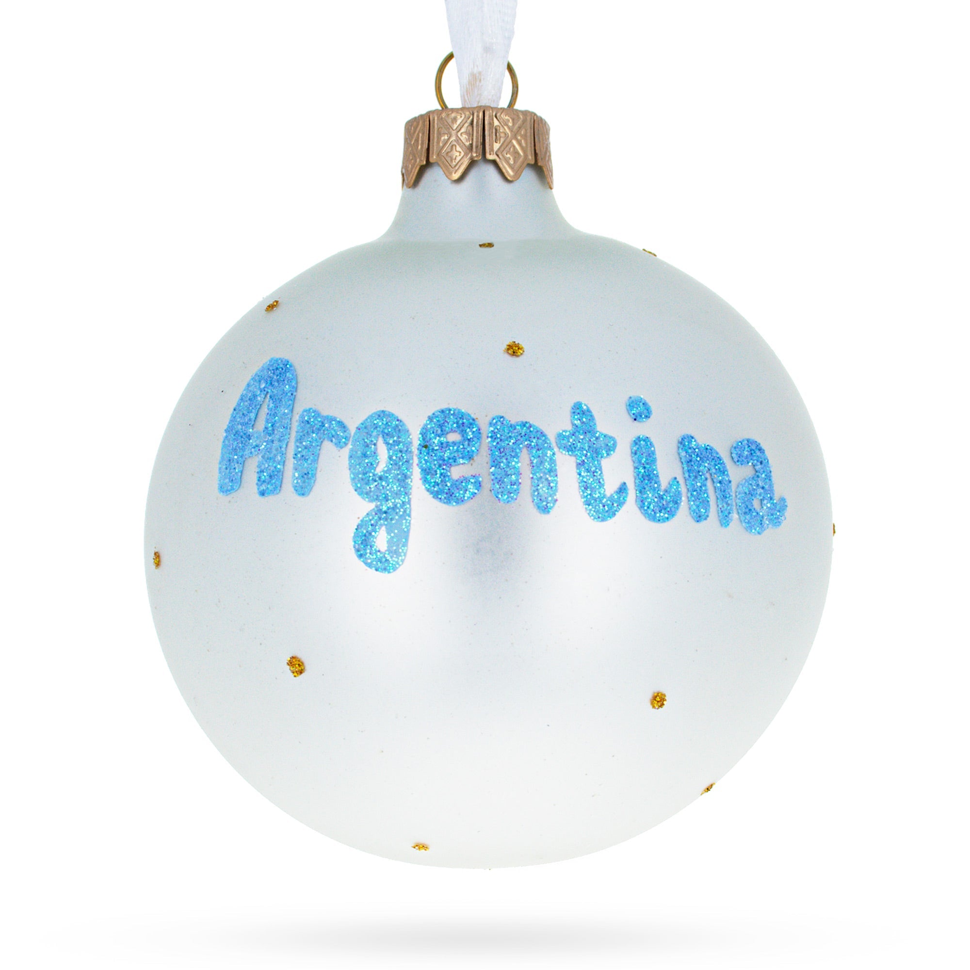 Flag Of Argentina Blown Glass Ball Christmas Ornament 3.25 Inches