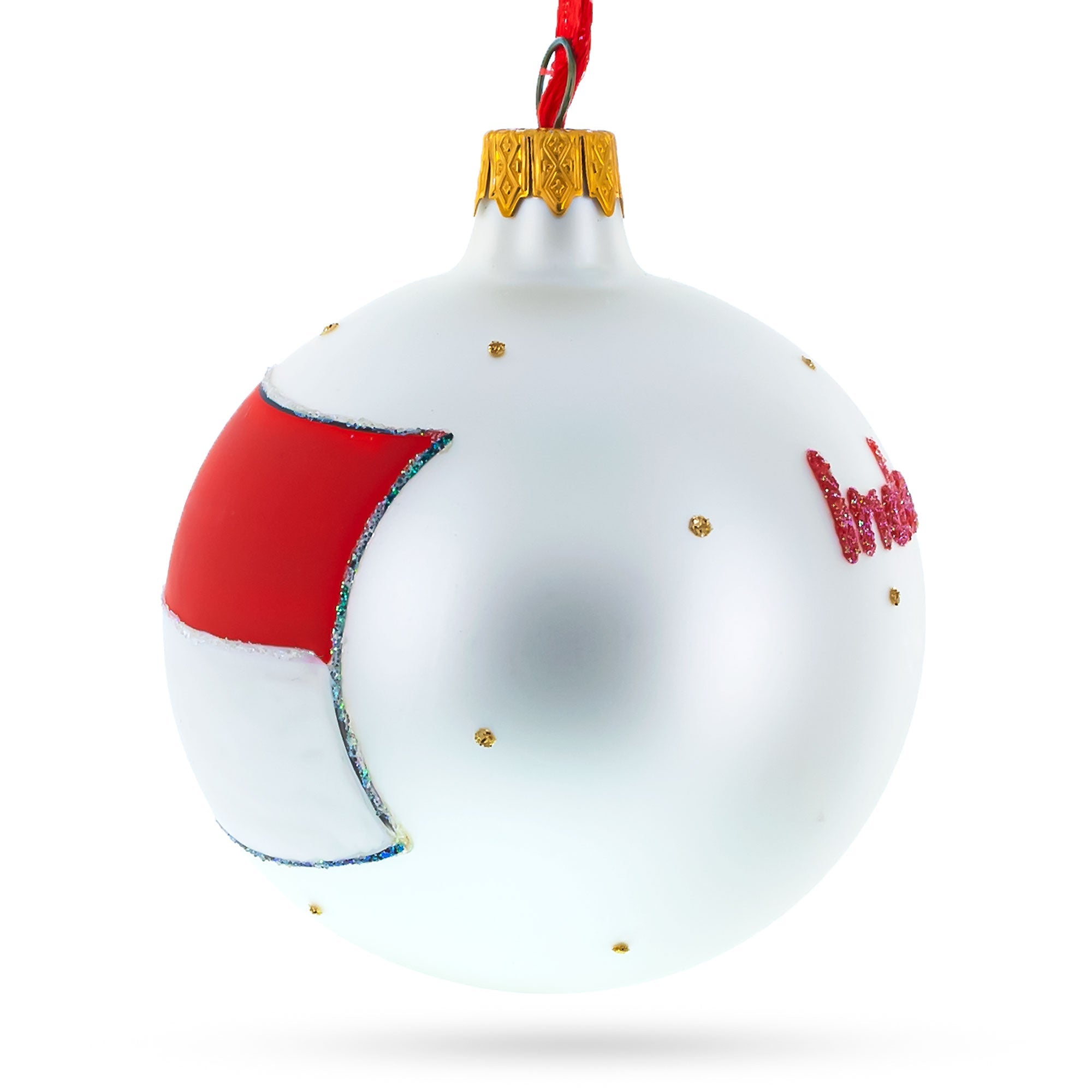 Flag Of Indonesia Blown Glass Ball Christmas Ornament 3.25 Inches