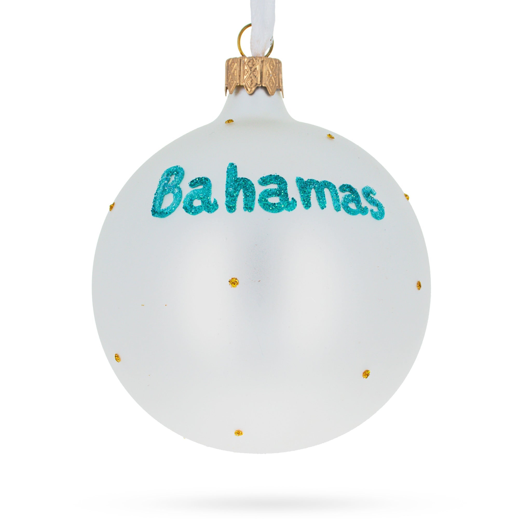 Flag Of Bahamas Blown Glass Ball Christmas Ornament 3.25 Inches