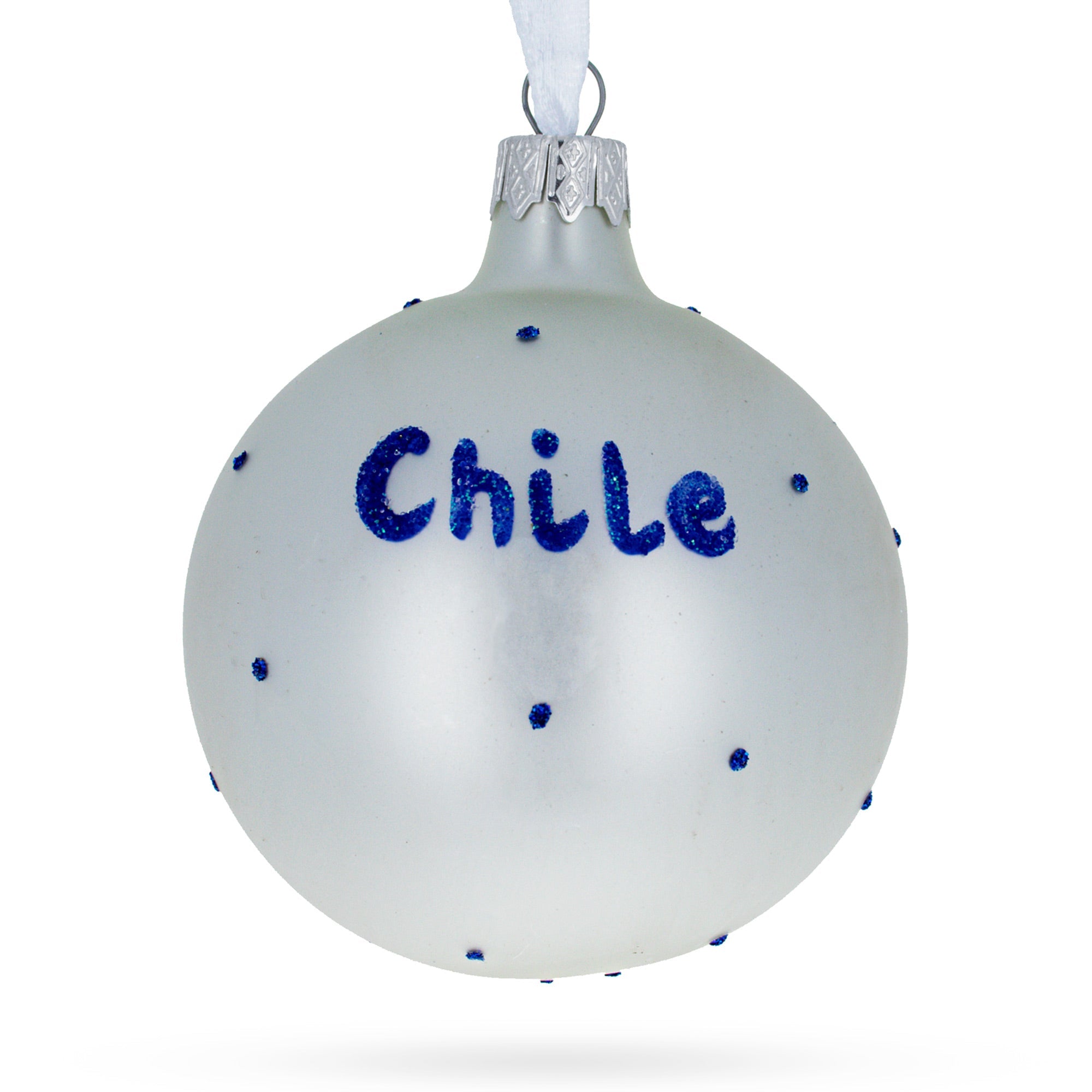 Flag Of Chile Blown Glass Ball Christmas Ornament 3.25 Inches