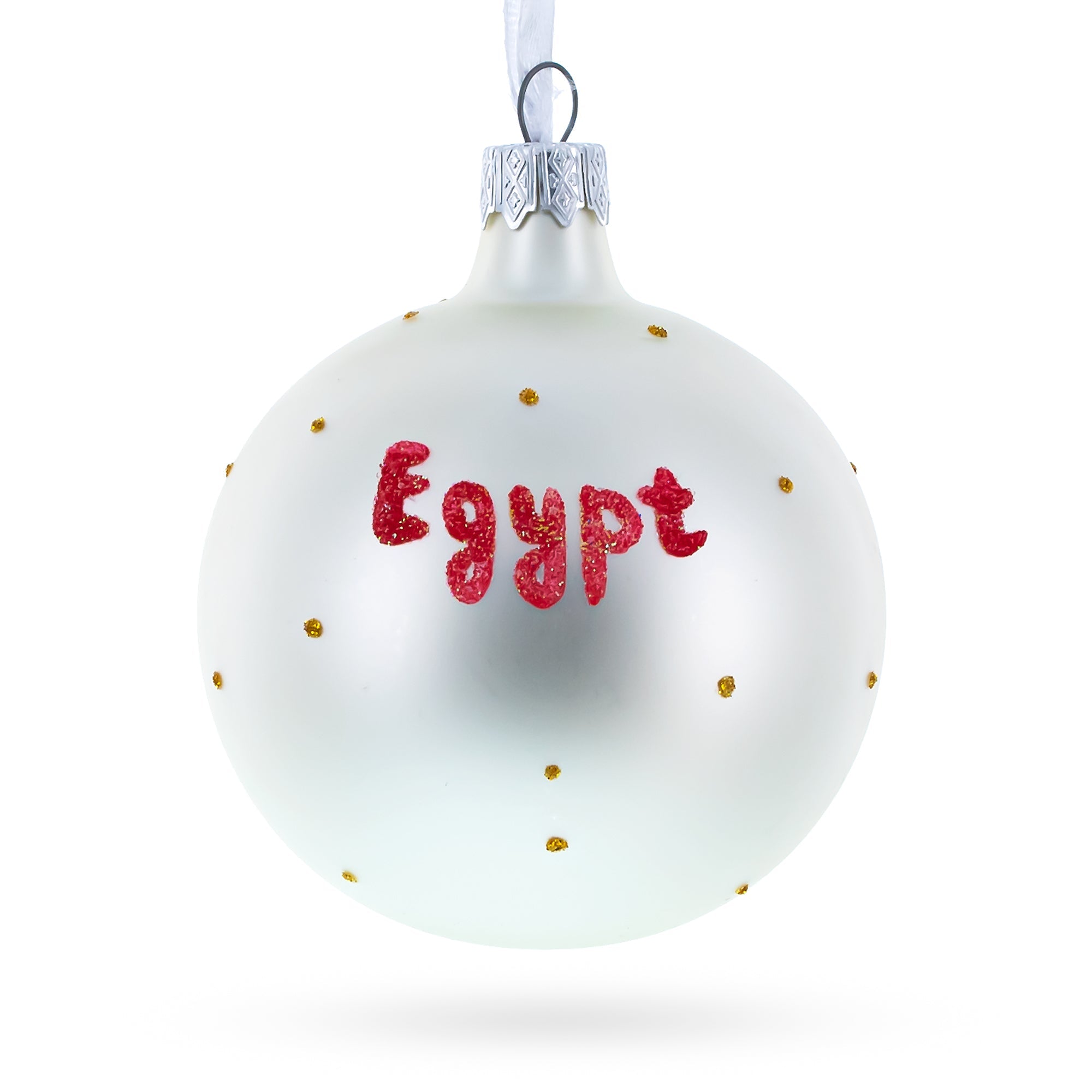 Flag Of Egypt Blown Glass Ball Christmas Ornament 3.25 Inches