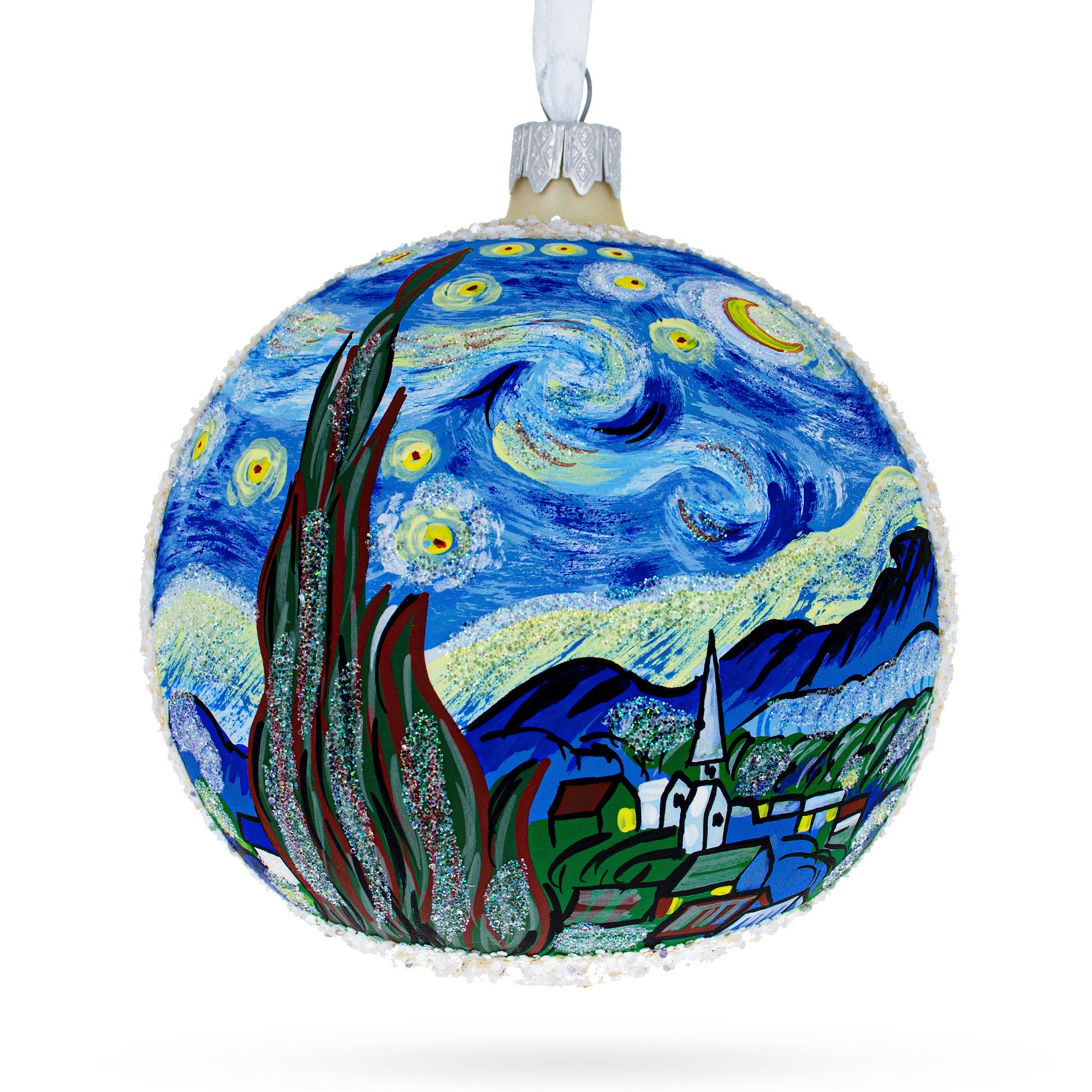 1880 'the Starry Night' By Vincent Van Gogh Blown Glass Ball Christmas Ornament 4 Inches