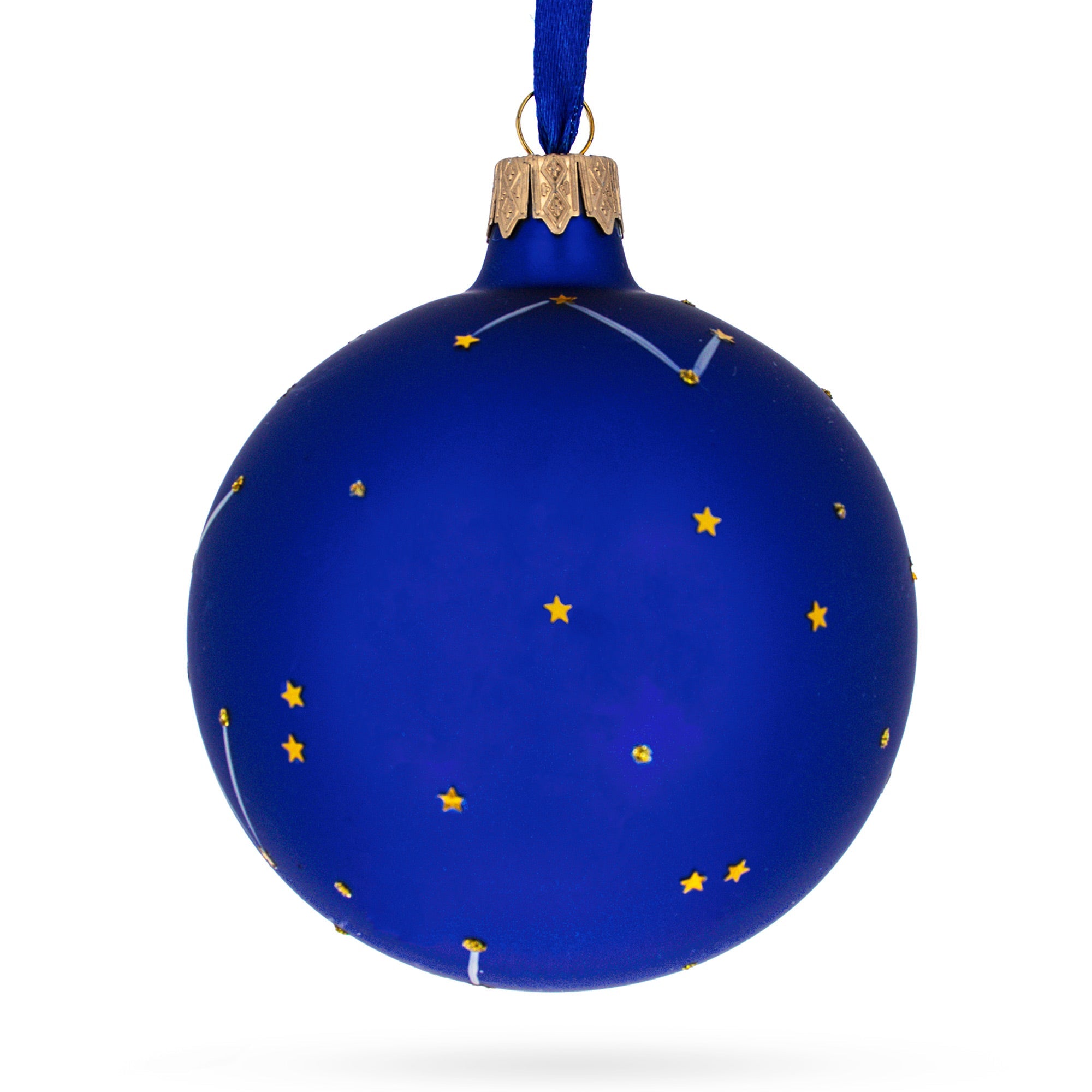 Starry Night Taurus: Zodiac Horoscope Sign Blown Glass Ball Christmas Ornament 3.25 Inches