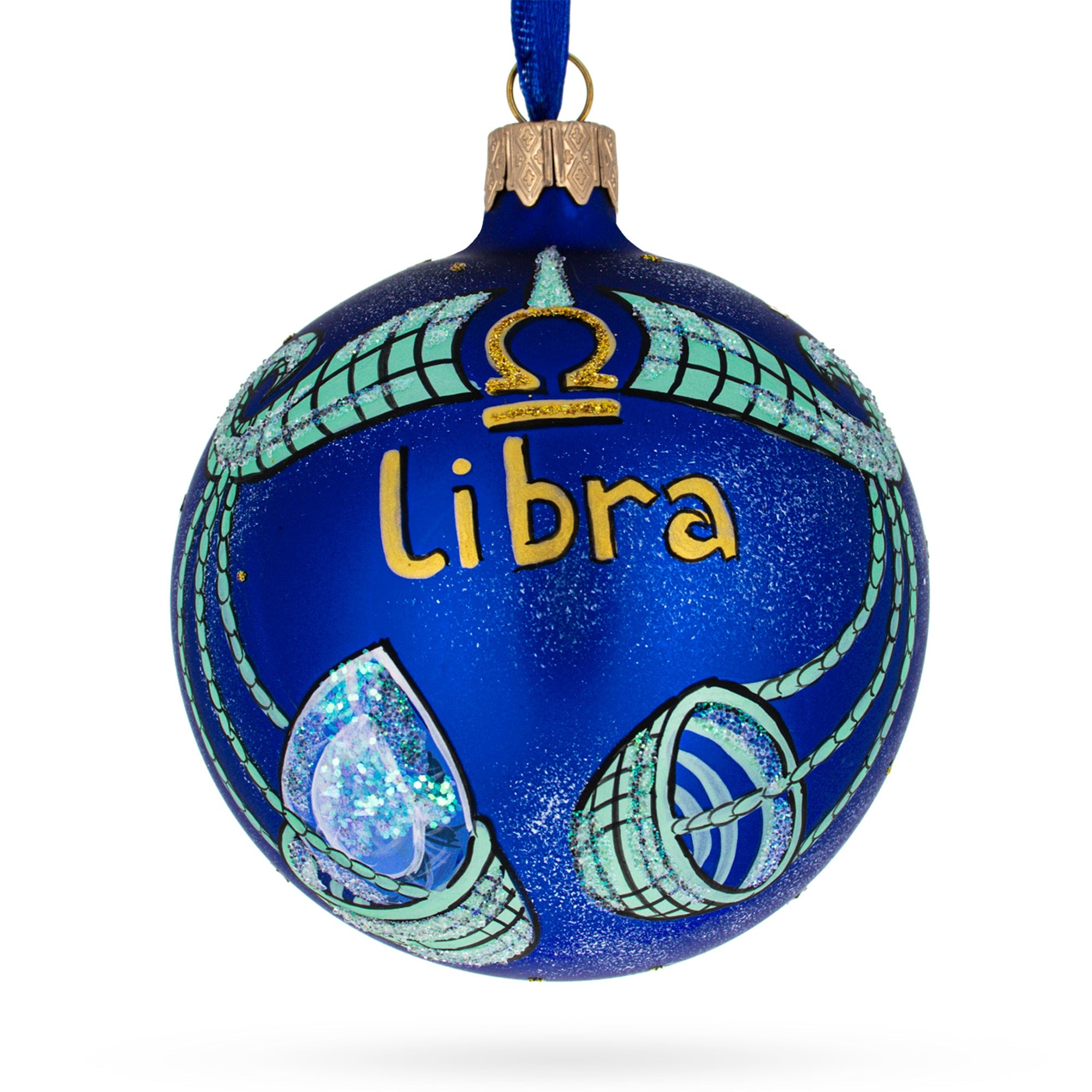 Scales Libra: Zodiac Horoscope Sign Blown Glass Ball Christmas Ornament 3.25 Inches