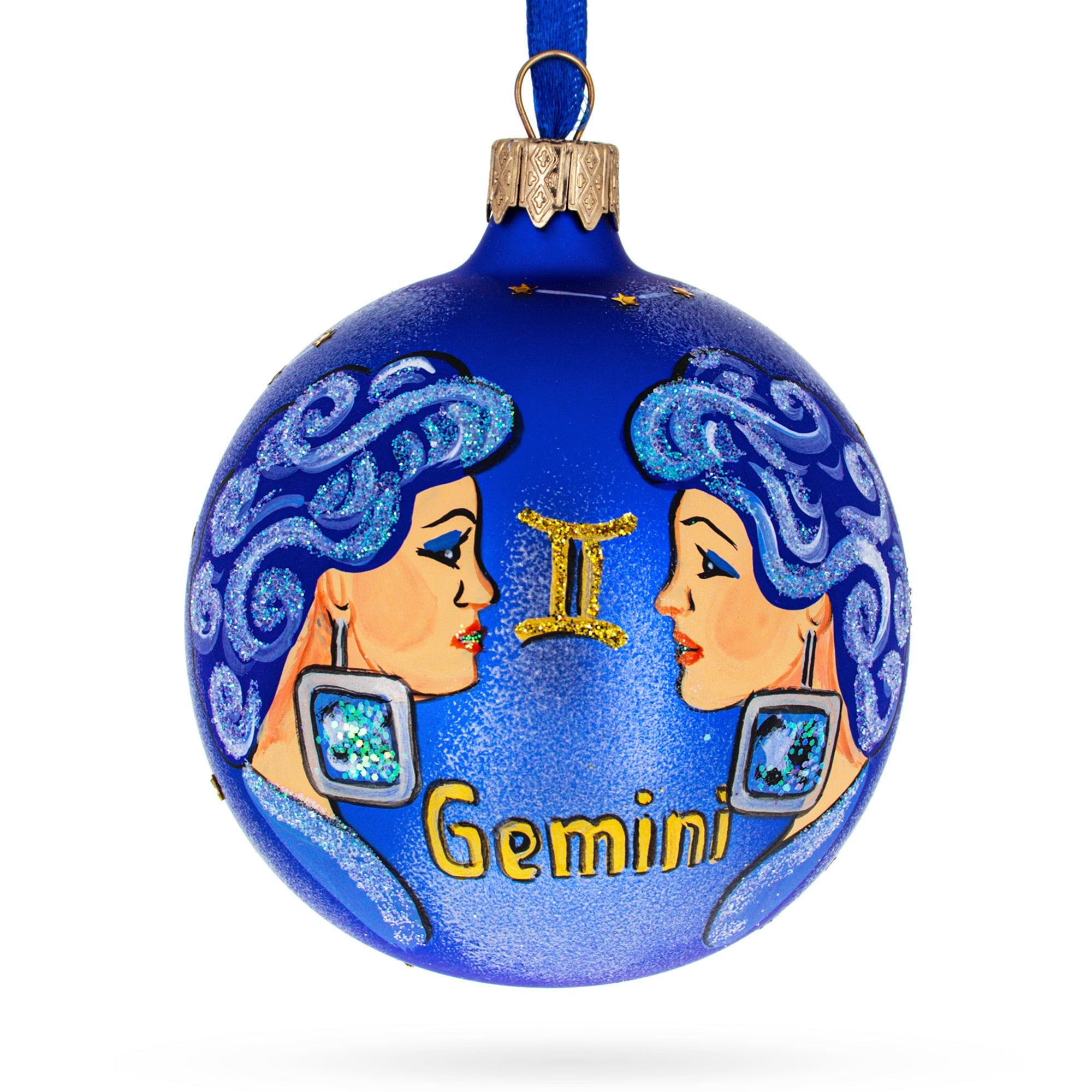 Twins Gemini: Zodiac Horoscope Sign Blown Glass Ball Christmas Ornament 3.25 Inches