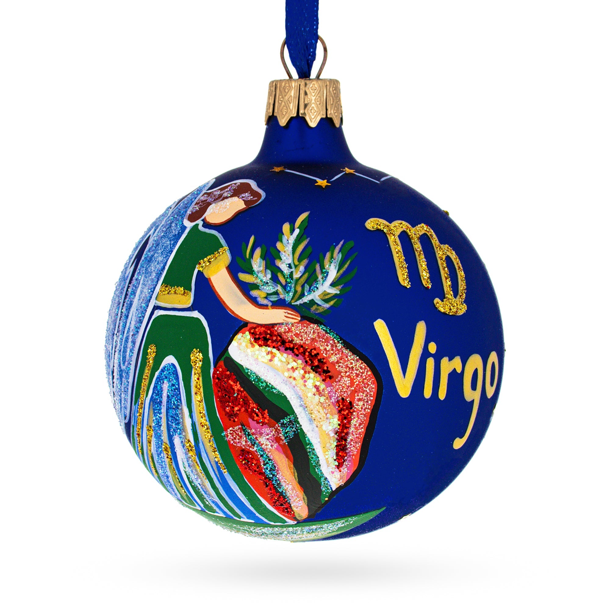 Virgo The Virgin: Zodiac Horoscope Sign Blown Glass Ball Christmas Ornament 3.25 Inches