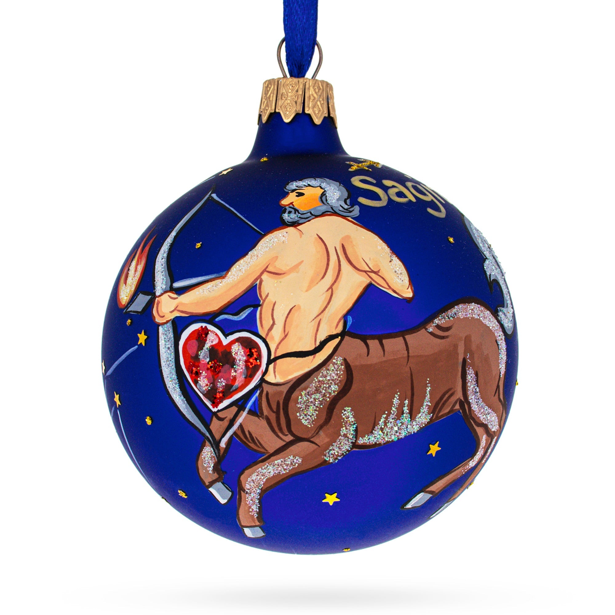 Sagittarius The Archer: Zodiac Horoscope Sign Blown Glass Ball Christmas Ornament 3.25 Inches