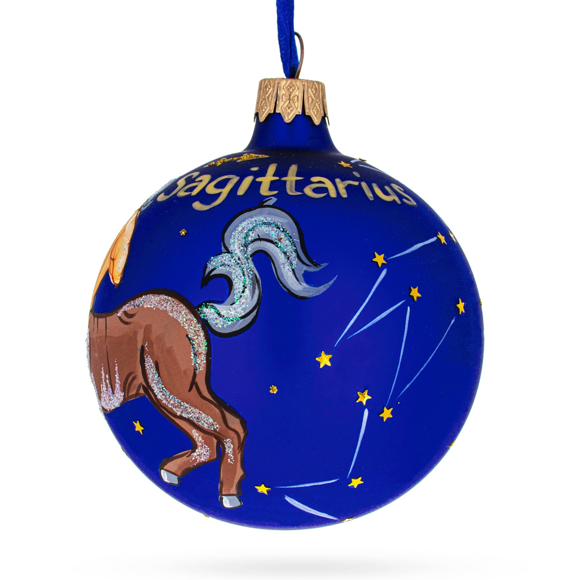 Sagittarius The Archer: Zodiac Horoscope Sign Blown Glass Ball Christmas Ornament 3.25 Inches