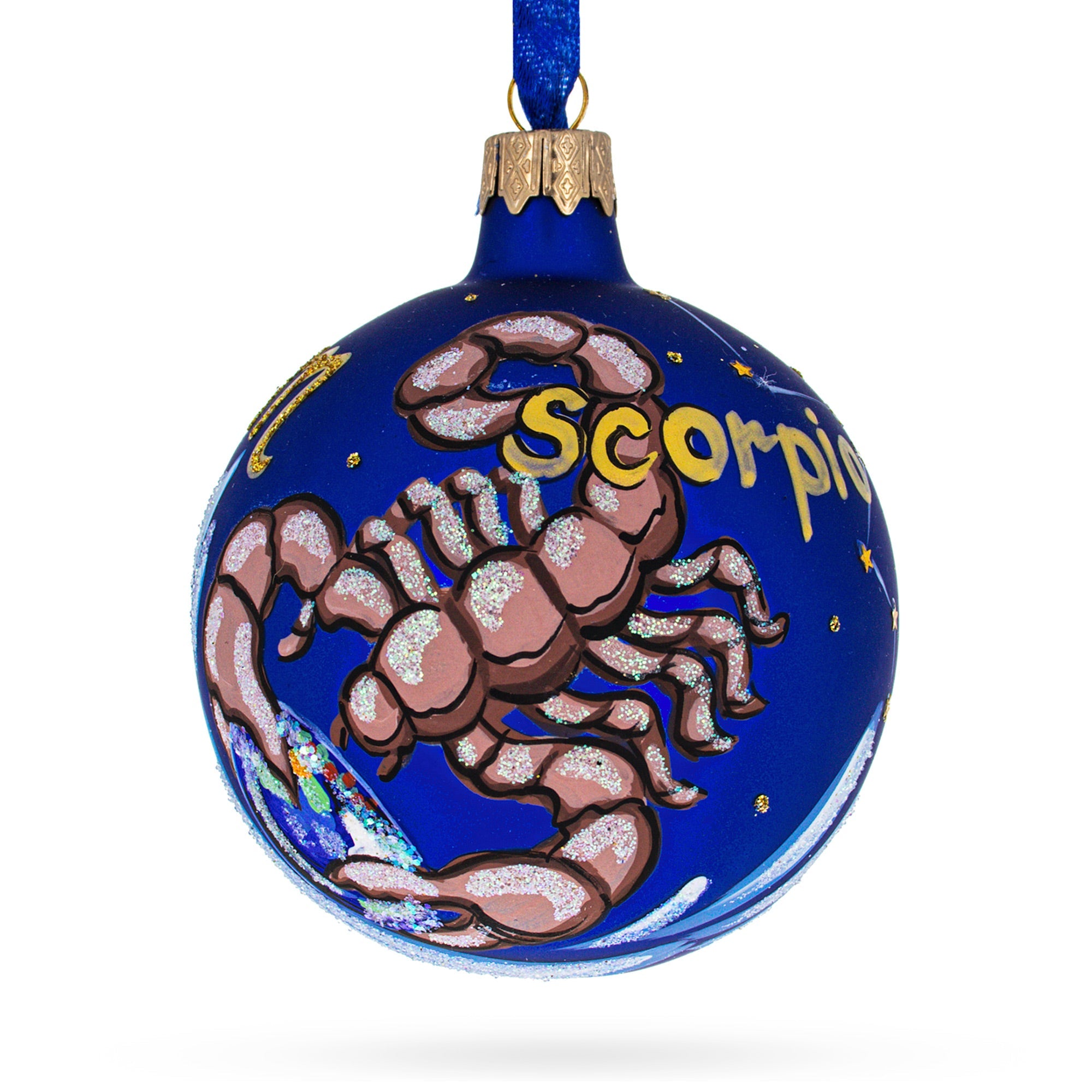 Scorpio The Scorpion: Zodiac Horoscope Sign Blown Glass Ball Christmas Ornament 3.25 Inches