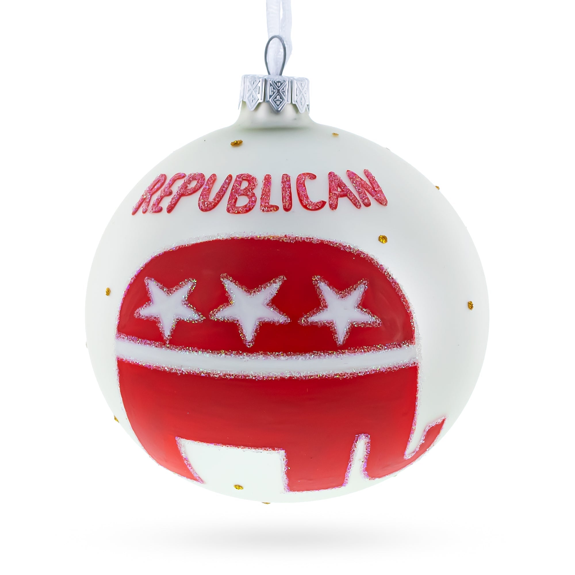 Republican Party Elephant: Political Symbol Blown Glass Ball Christmas Ornament 4 Inches