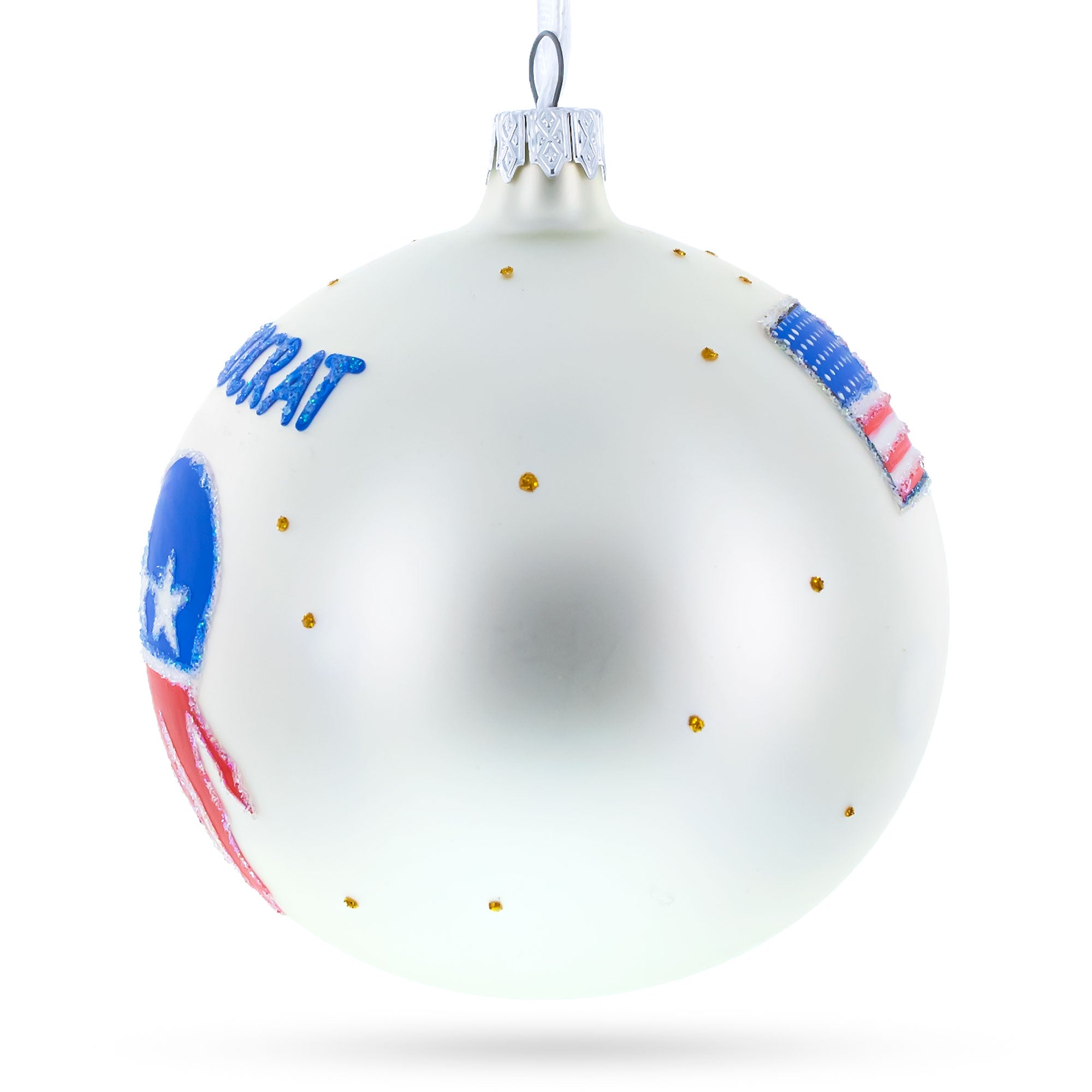 Democratic Party Donkey: Political Symbol Blown Glass Ball Christmas Ornament 4 Inches