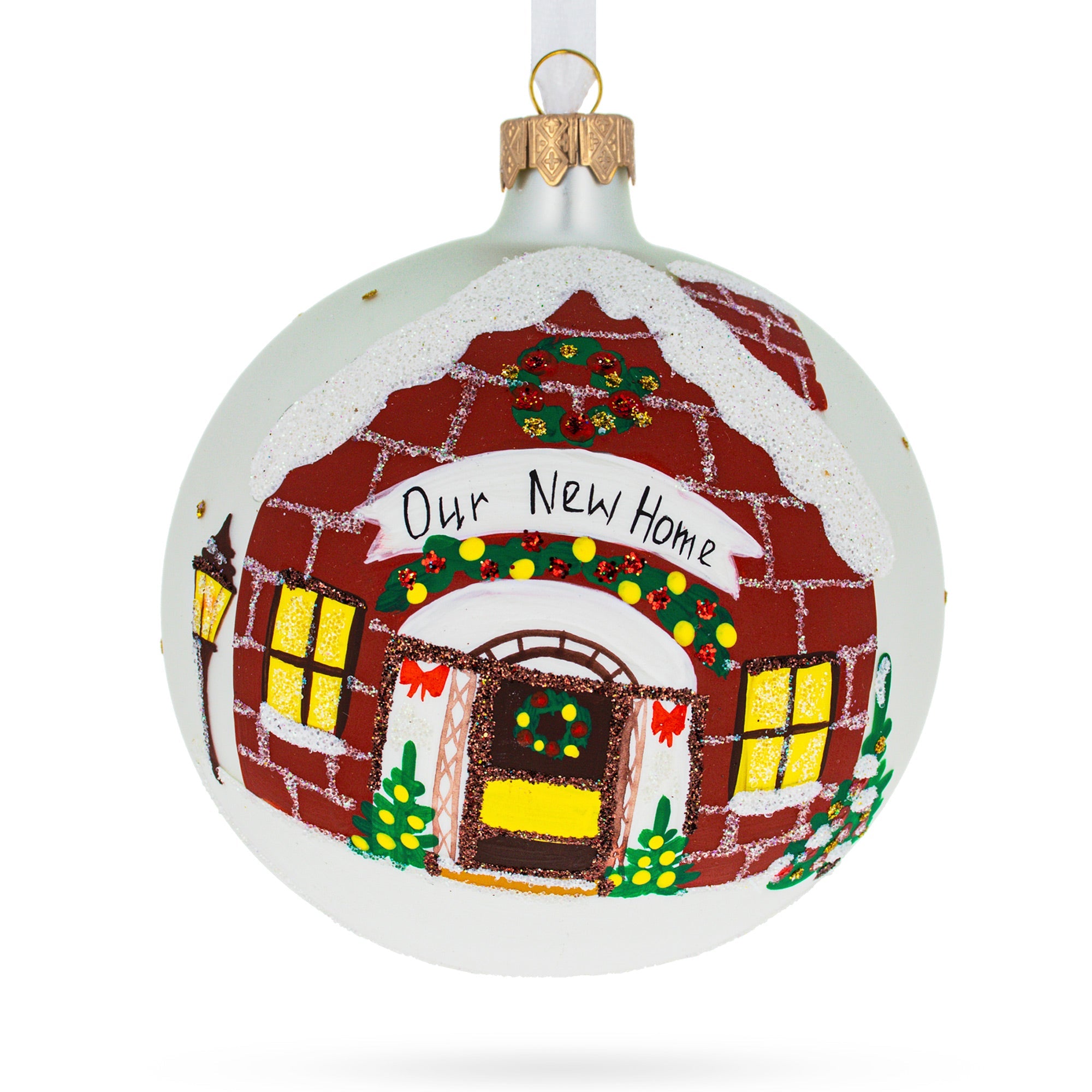 Our New Home: Commemorative Housewarming Blown Glass Ball Christmas Ornament 4 Inches