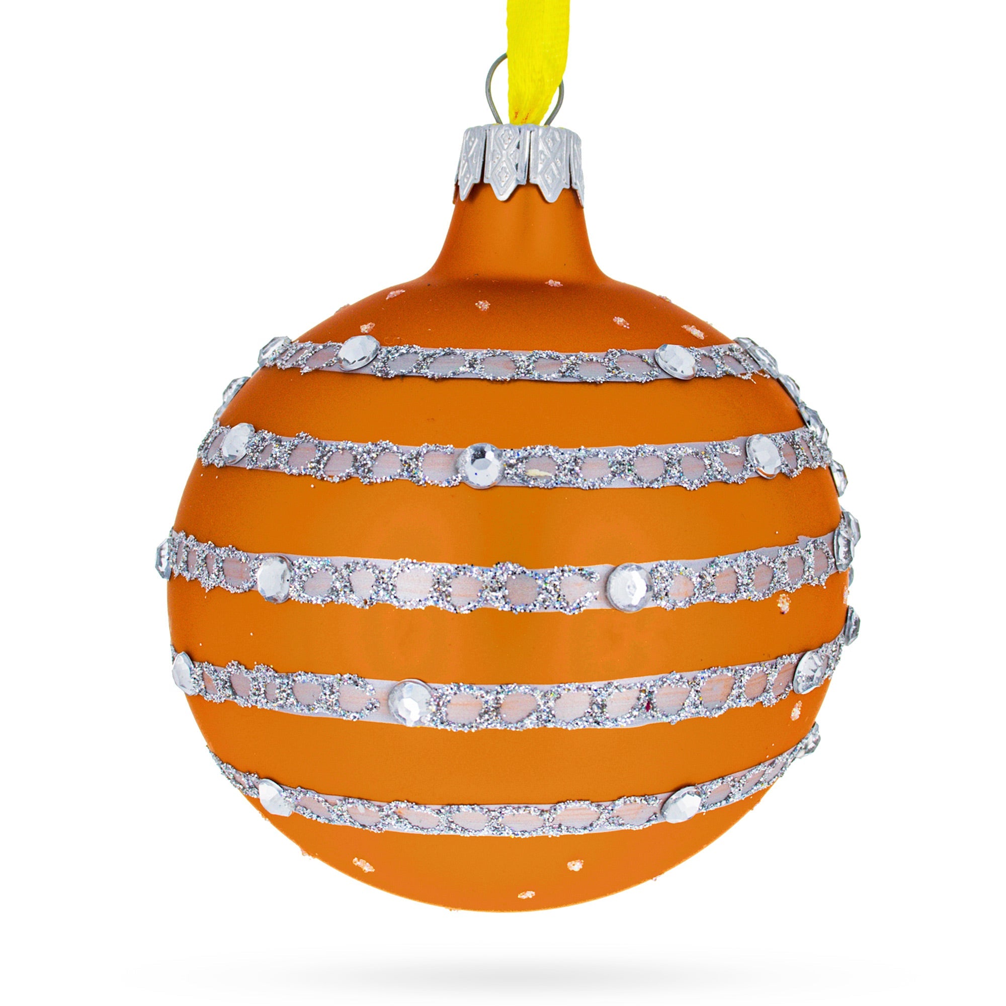 Italian Couturier-inspired Stars And Moons Design Blown Glass Ball Christmas Ornament 3.25 Inches