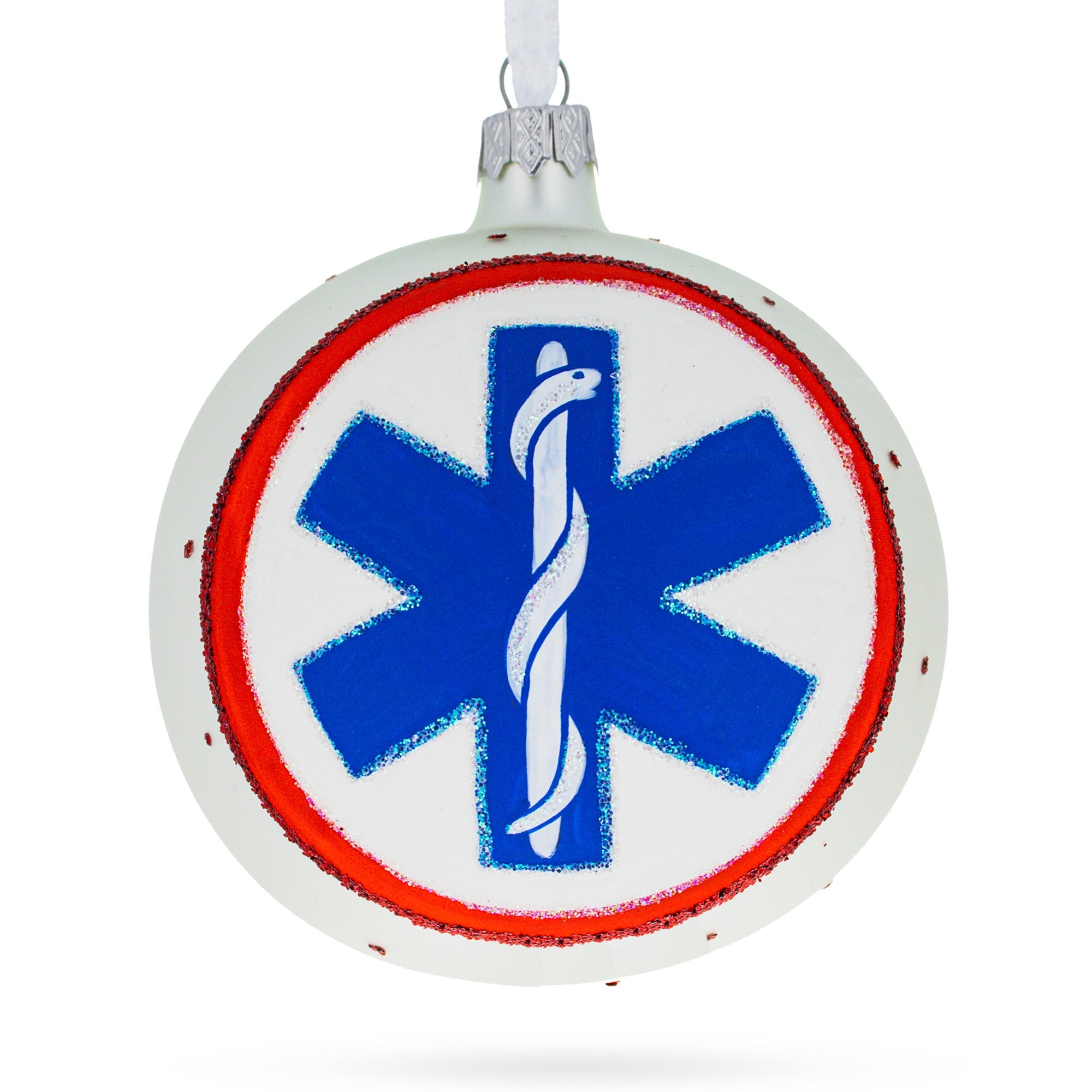 Paramedic Emergency First Responders Blown Glass Ball Christmas Ornament 4 Inches