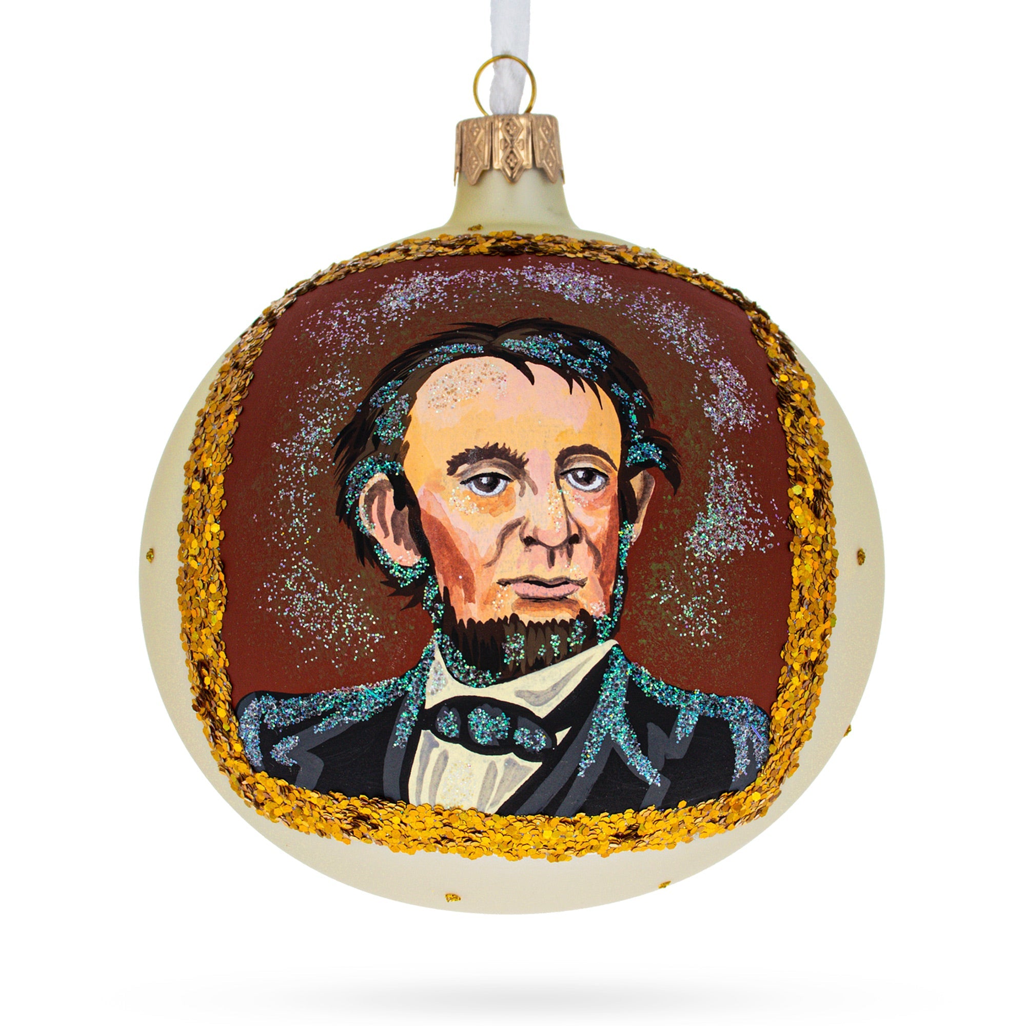 Usa President Abraham Lincoln Commemorative Blown Glass Ball Christmas Ornament 4 Inches