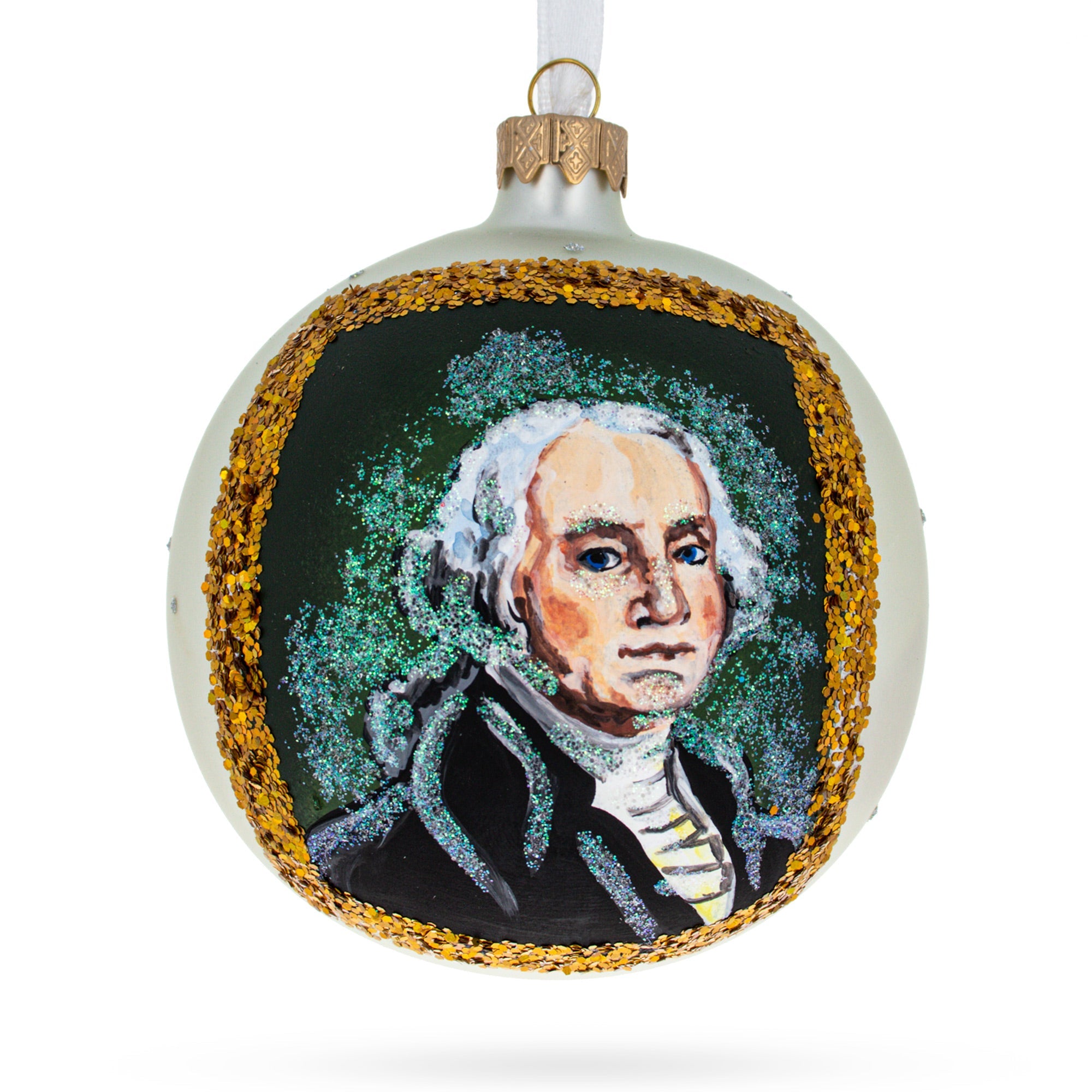 Usa President George Washington Blown Glass Ball Christmas Ornament 4 Inches