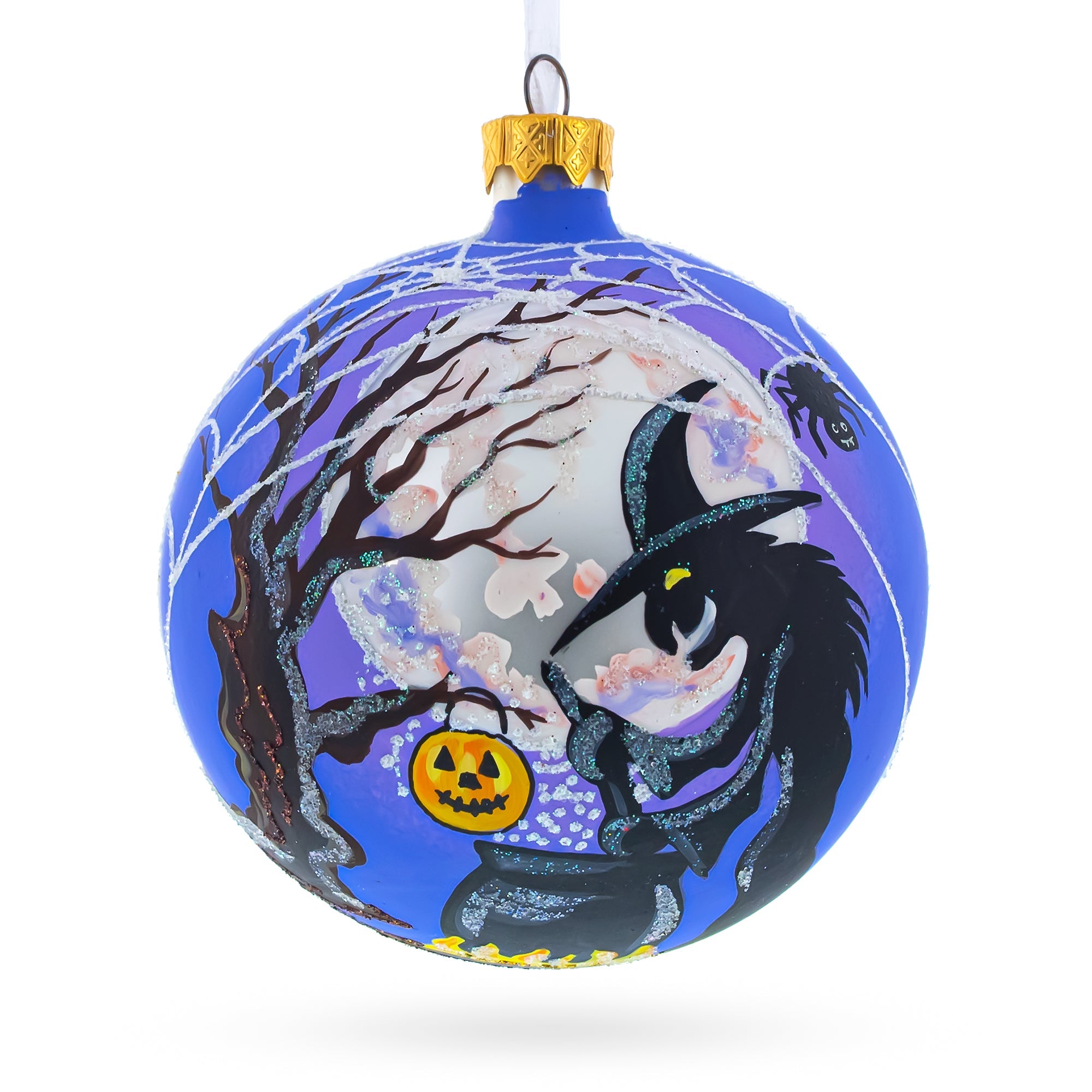 Wickedly Delightful: The Witch On Halloween Glass Ball Christmas Ornament 4 Inches