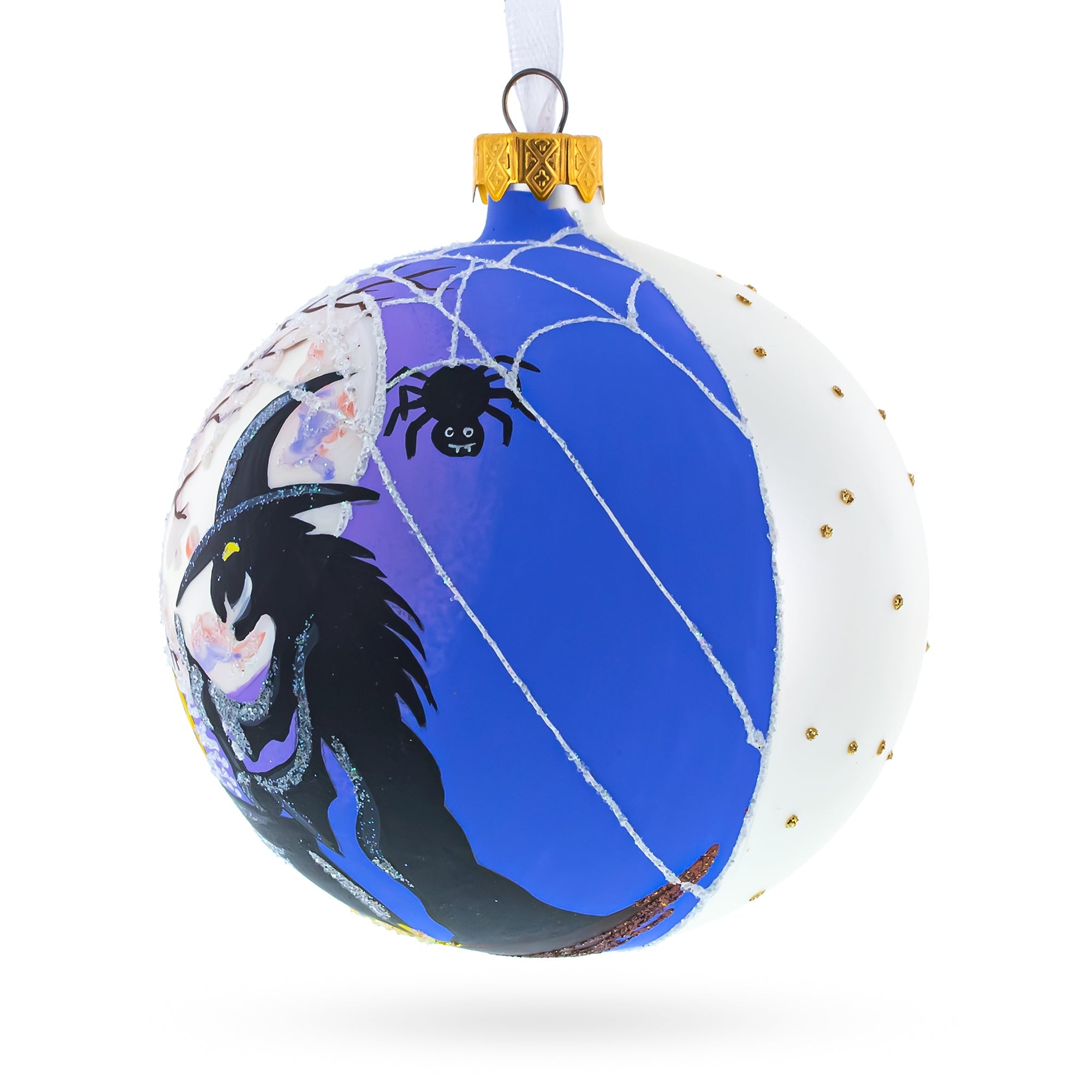 Wickedly Delightful: The Witch On Halloween Glass Ball Christmas Ornament 4 Inches