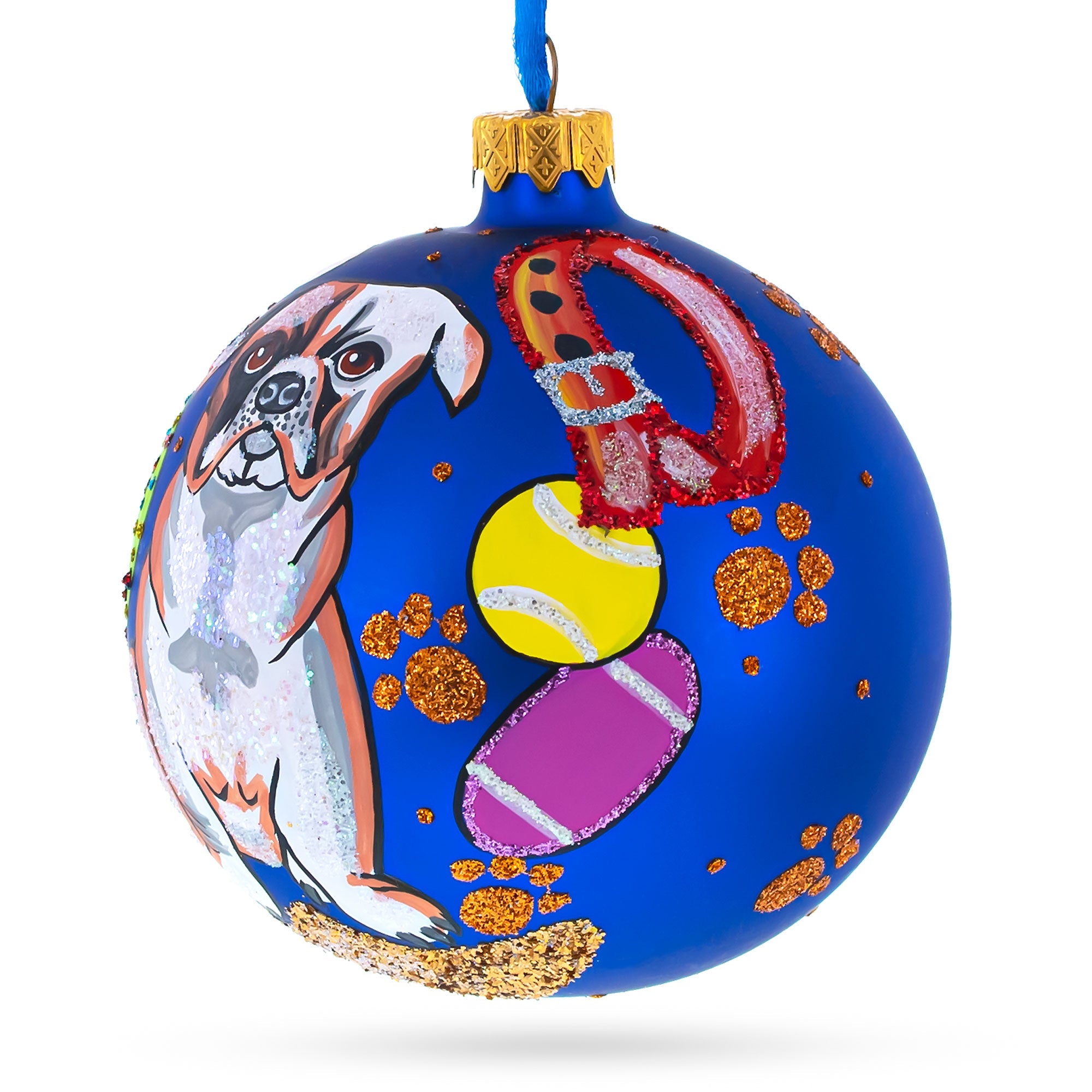 Bulldog Lover's Treasures: Bulldog Gifts Blown Glass Ball Christmas Ornaments 4 Inches