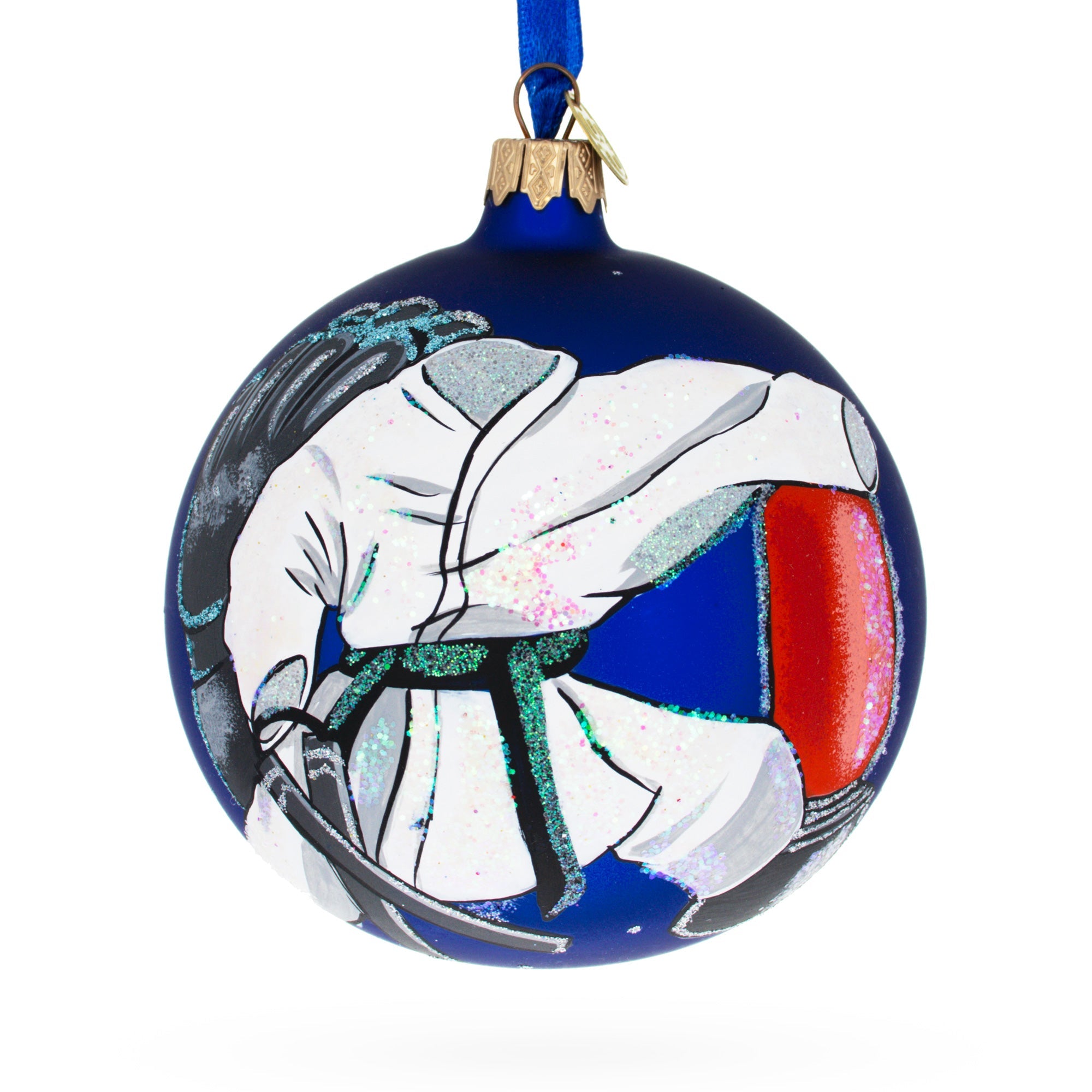 Masterful Martial Arts: Martial Arts Blown Glass Ball Christmas Ornament 4 Inches