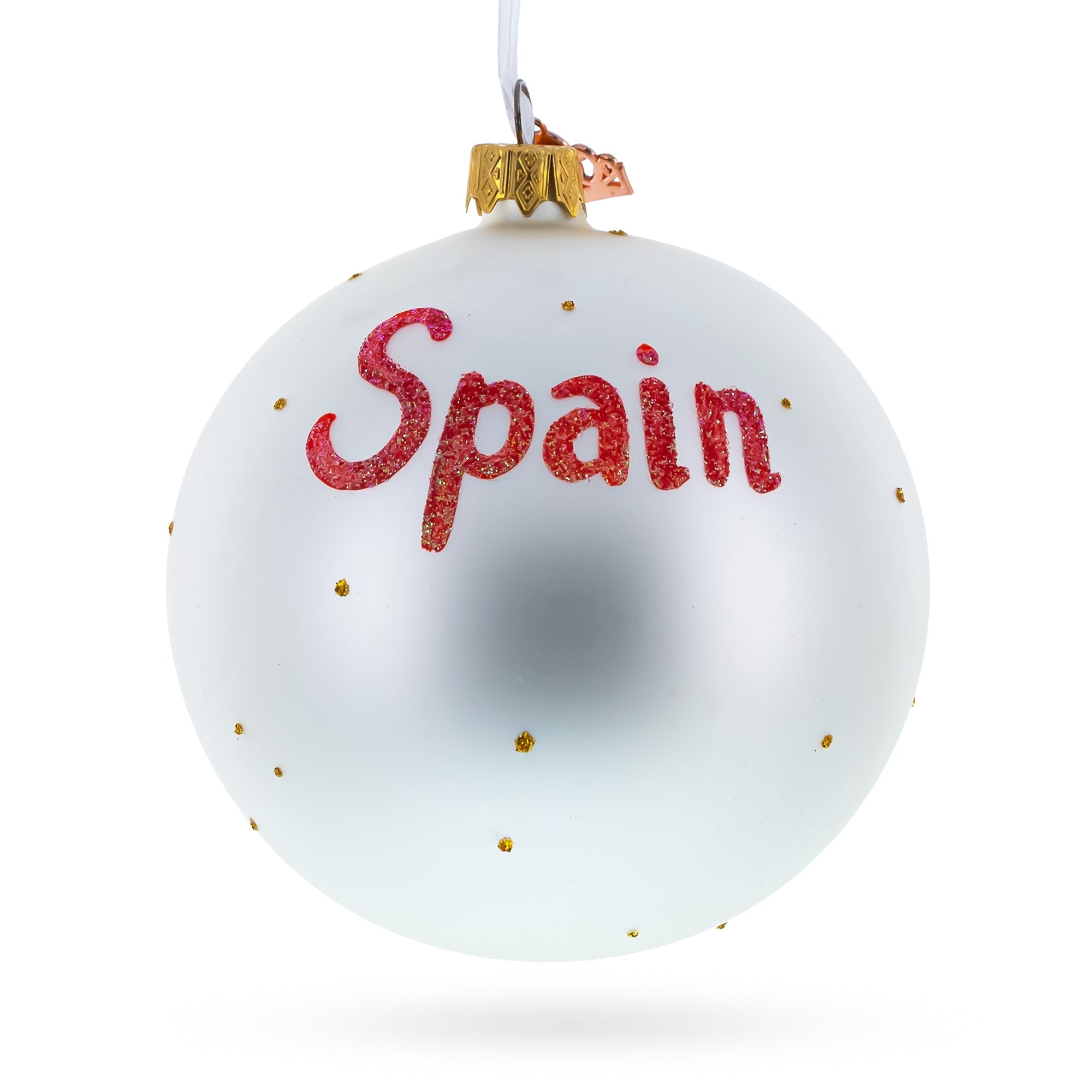 Flag Of Spain Blown Glass Ball Christmas Ornament 4 Inches