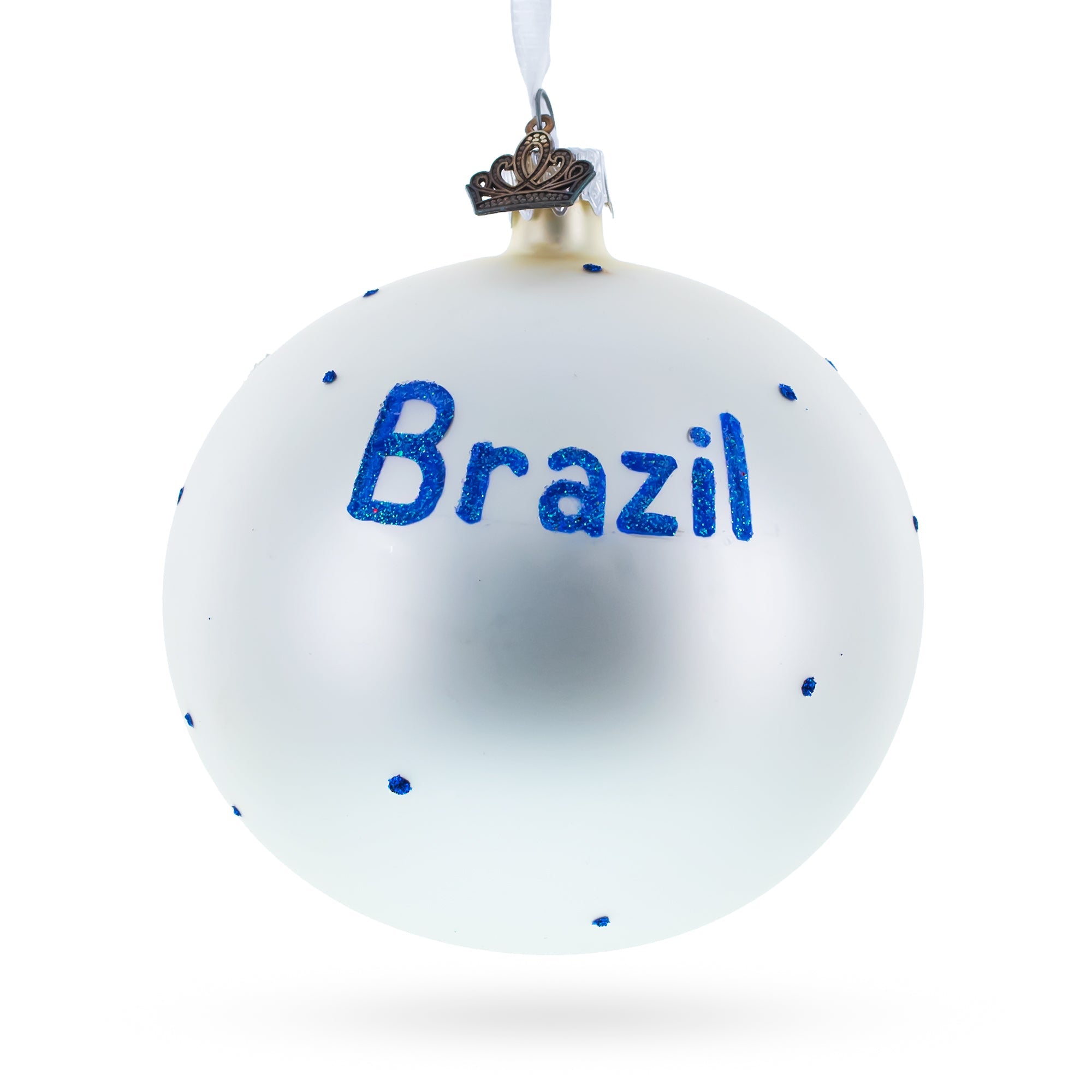 Flag Of Brazil Glass Ball Christmas Ornament 4 Inches