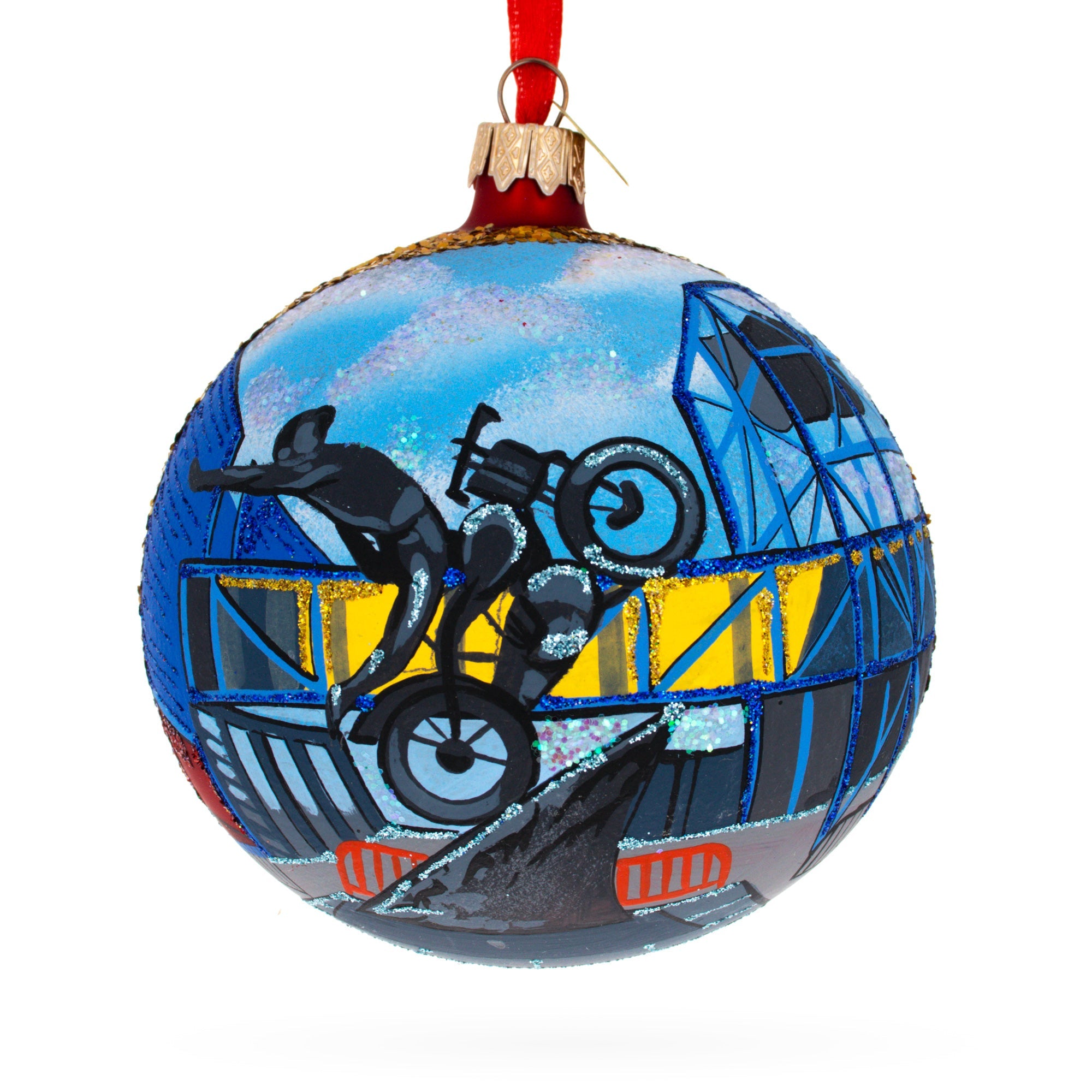 Motorcycle Museum, Milwaukee, Wisconsin Glass Ball Christmas Ornament 4 Inches