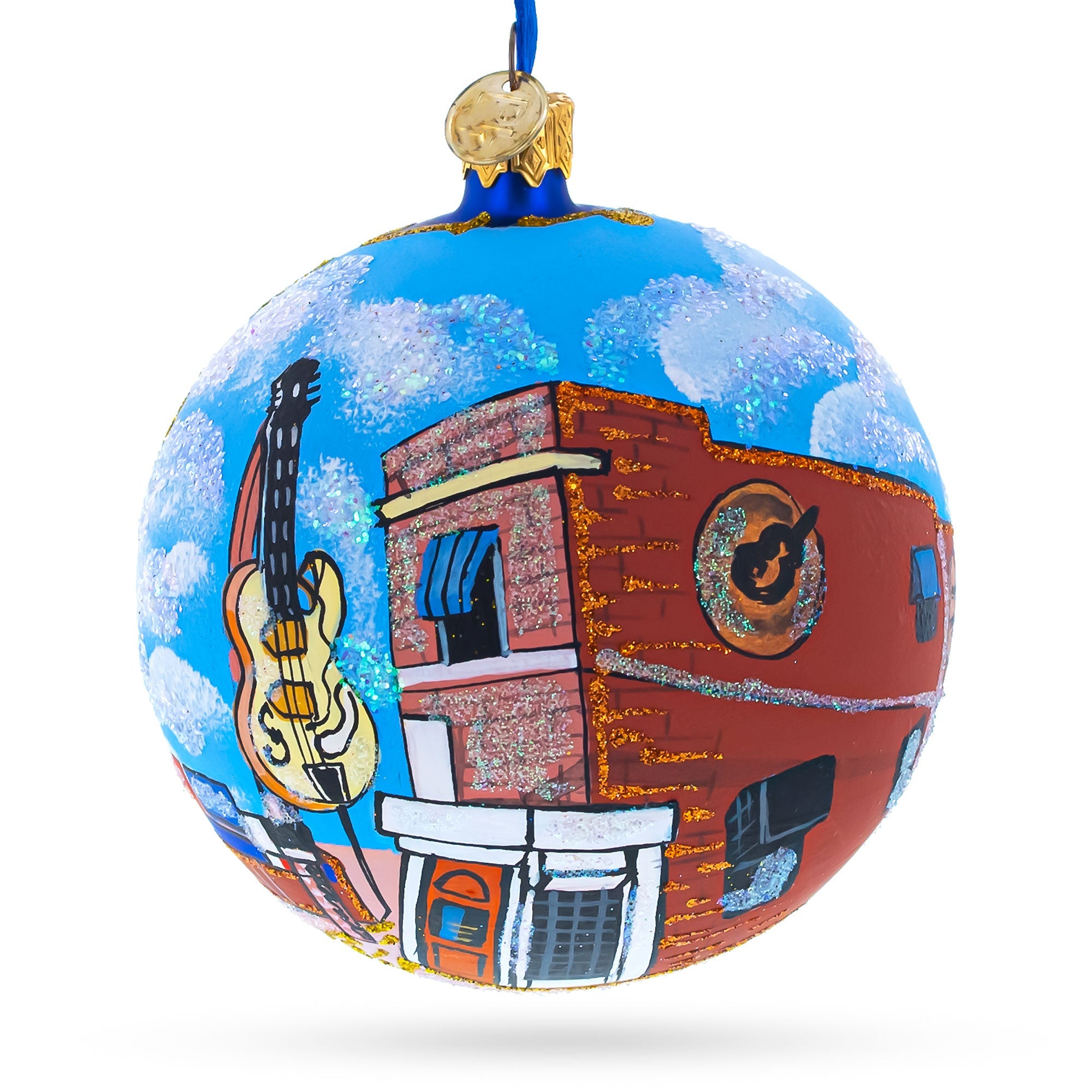 Sun Studio, Memphis, Tennessee Glass Ball Christmas Ornament 4 Inches