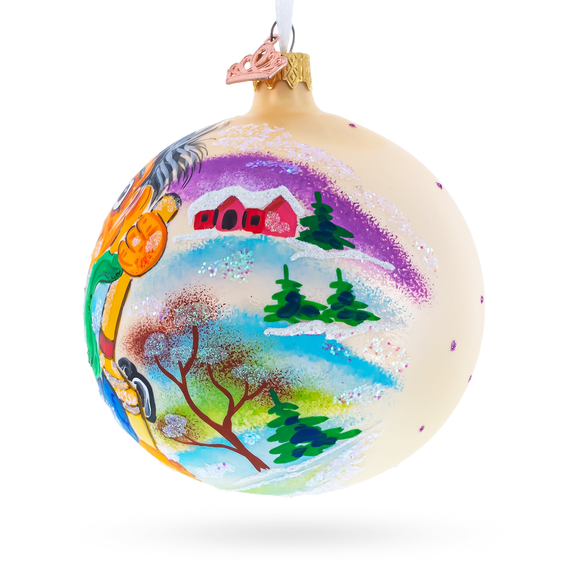 Fisherman's Catch: Troll The Fisherman Blown Glass Ball Christmas Ornament 4 Inches