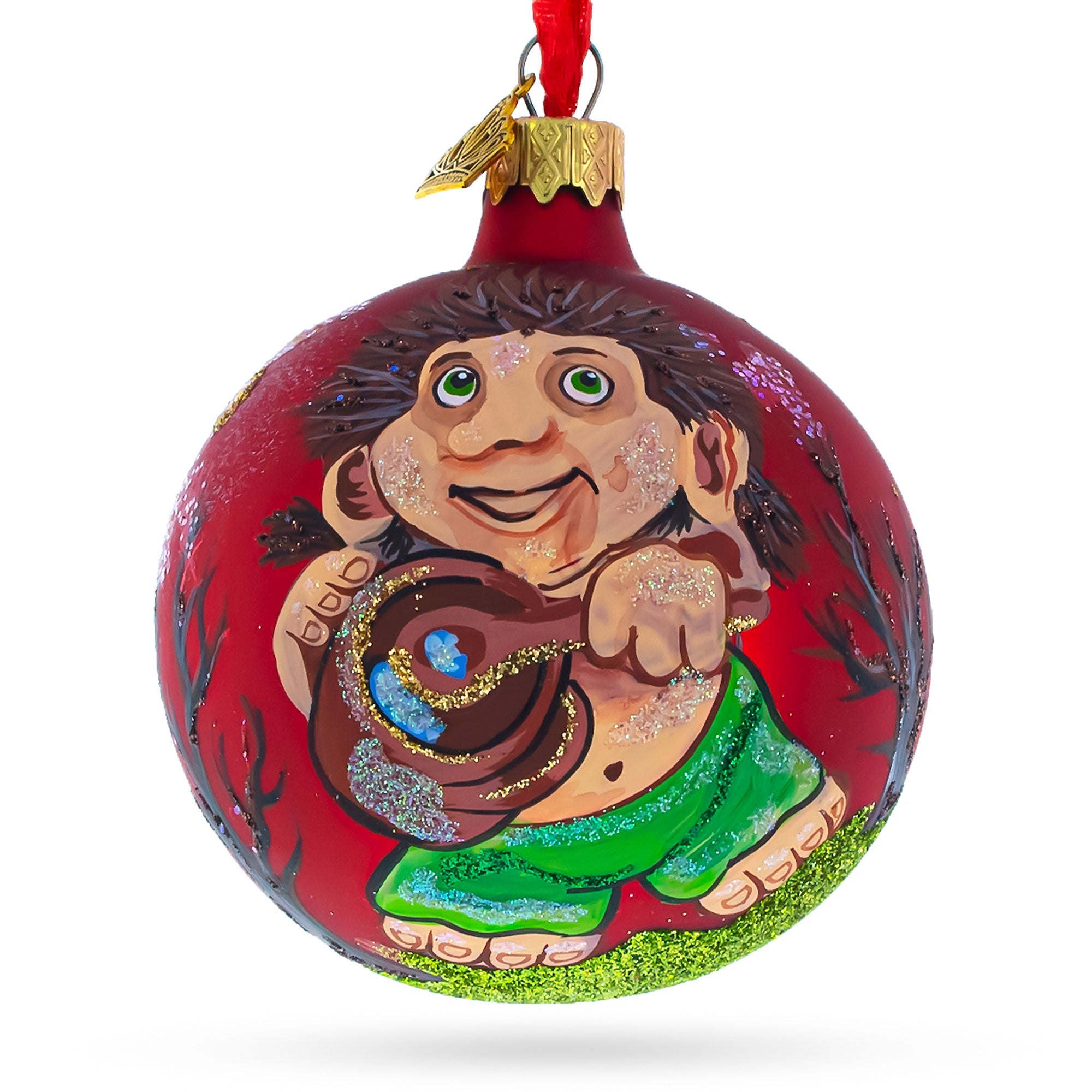 Culinary Humor: Troll The Cook Blown Glass Ball Christmas Ornament 3.25 Inches