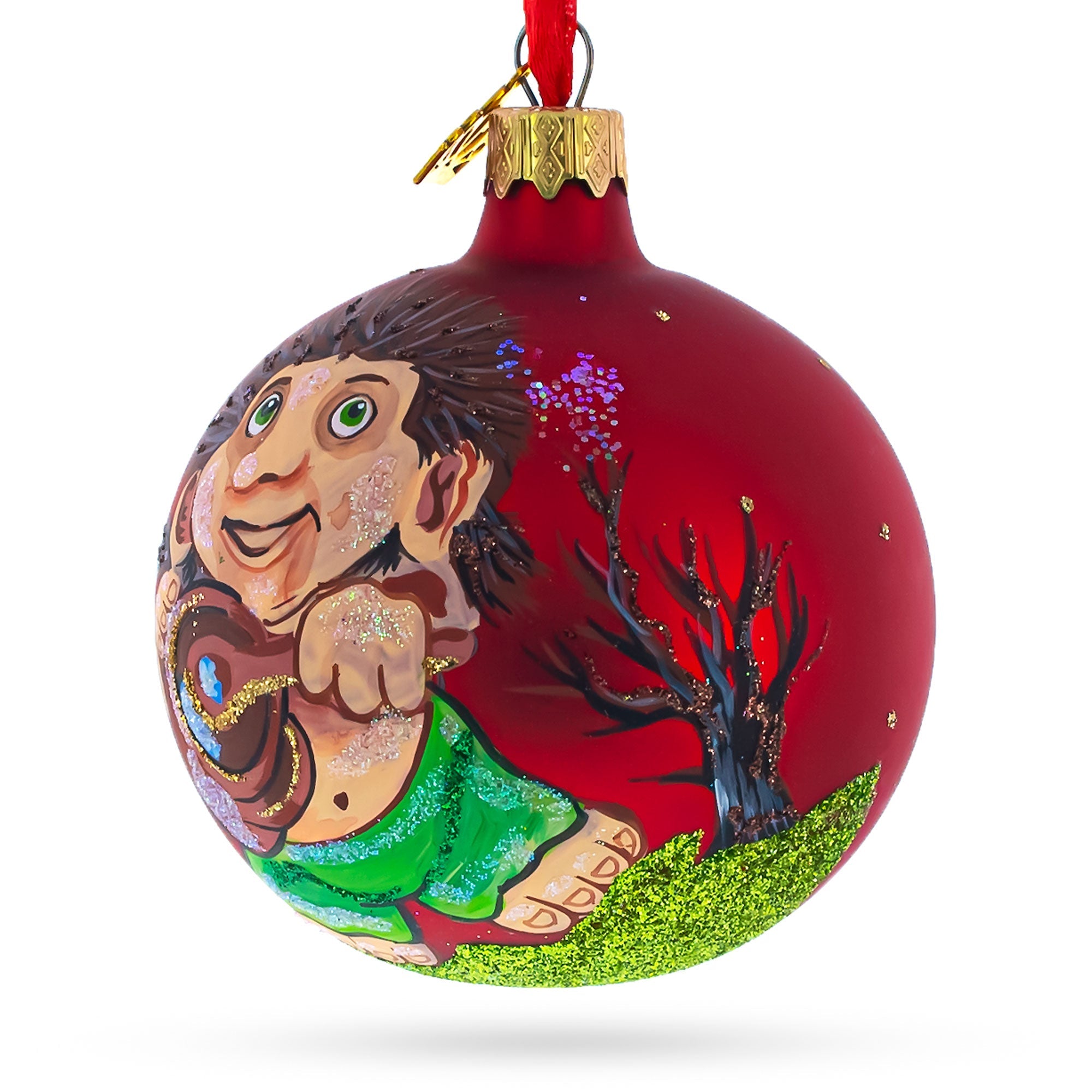 Culinary Humor: Troll The Cook Blown Glass Ball Christmas Ornament 3.25 Inches